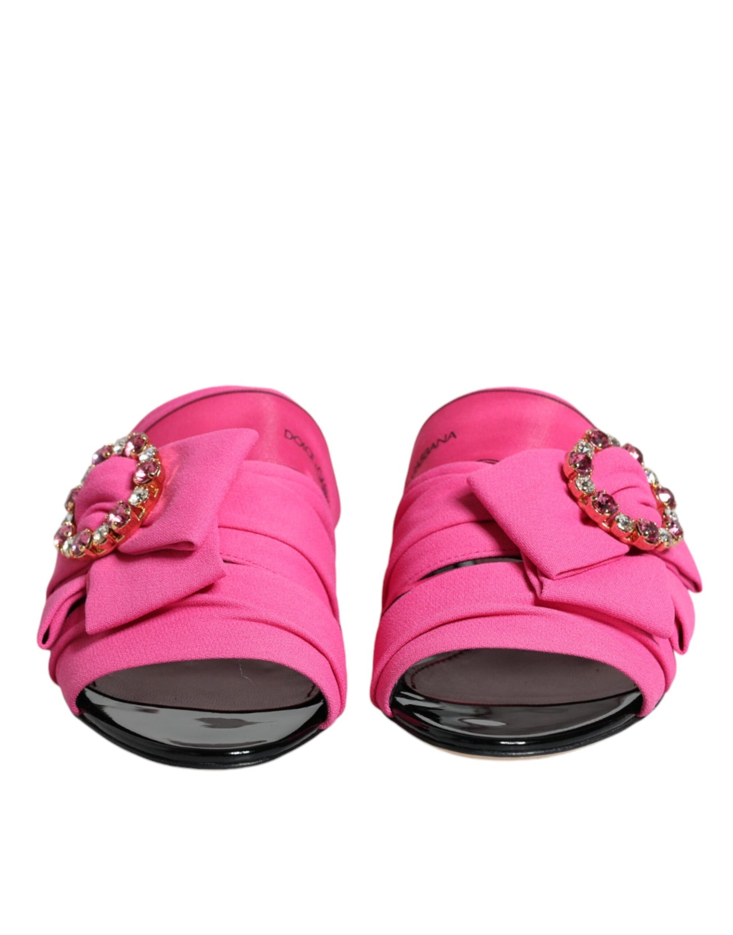 Dolce & Gabbana Rosa Schwarz Crystal Slides Sandalen Schuhe