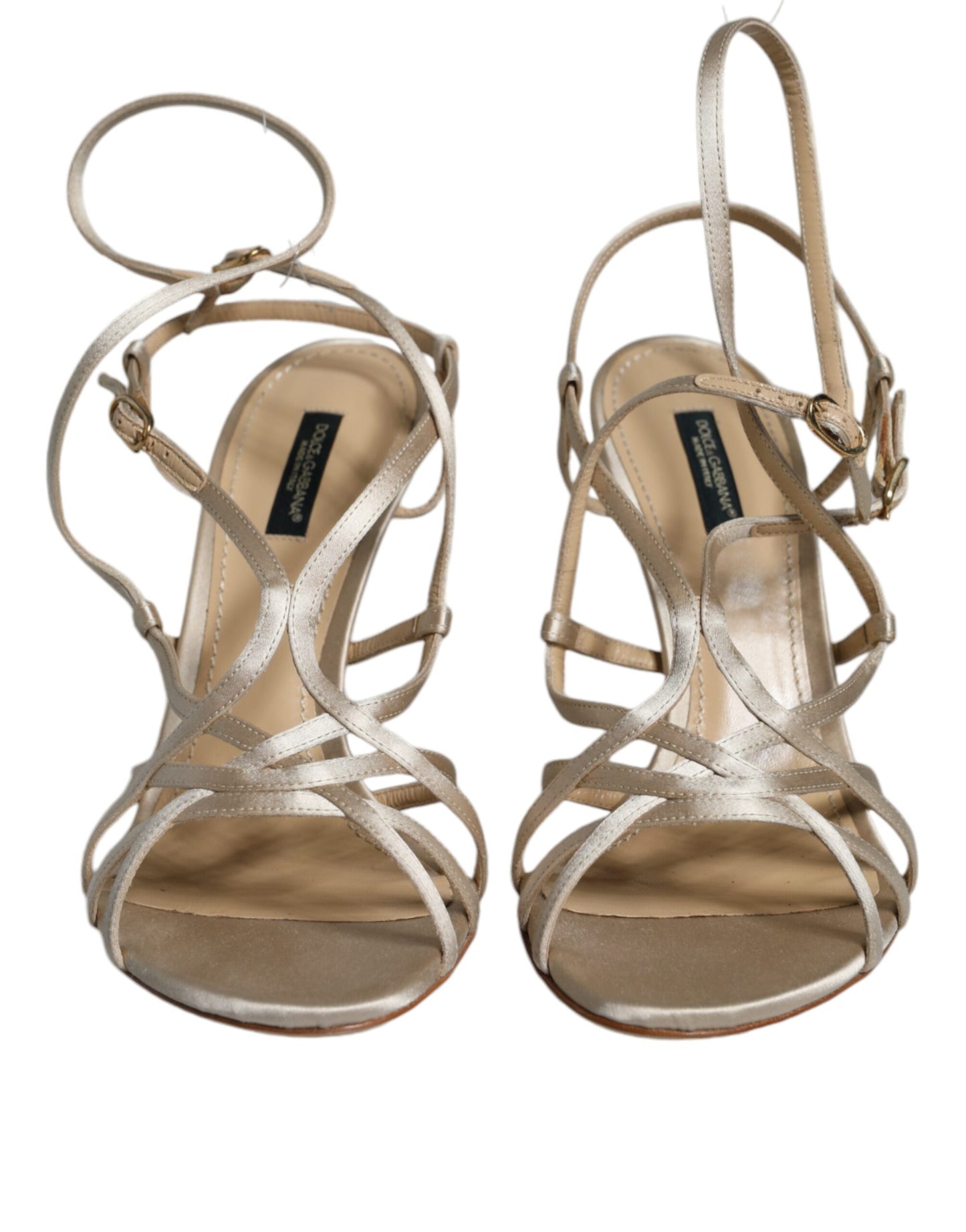 Dolce & Gabbana Beige Leder Stiletto Heels Sandalen Schuhe