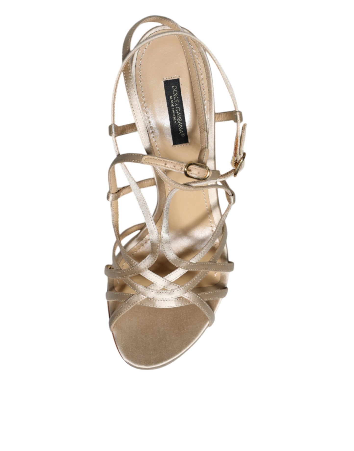 Dolce & Gabbana Beige Leder Stiletto Heels Sandalen Schuhe