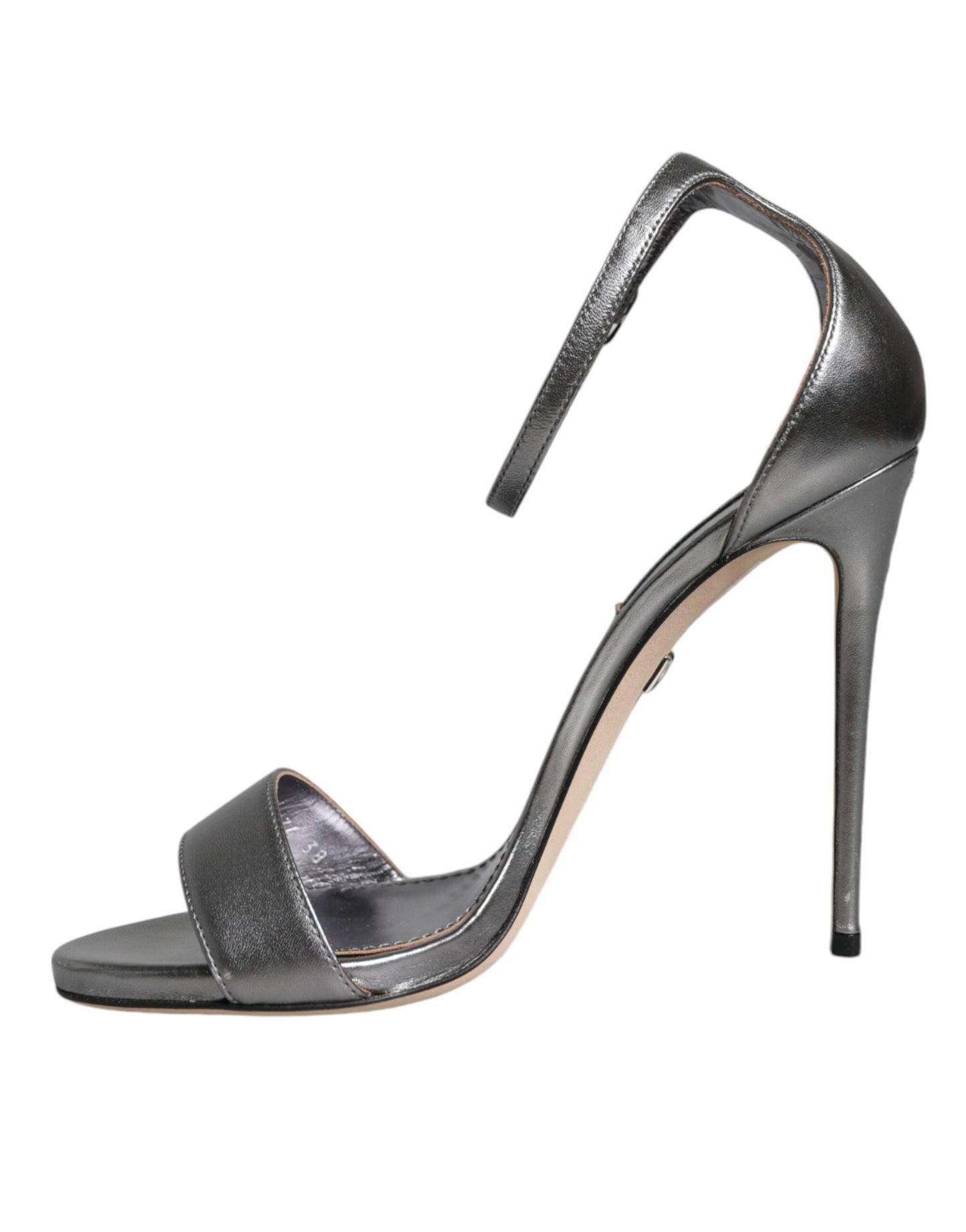 Dolce &amp; Gabbana Silver KEIRA Heels Ankle Strap Sandals Shoes