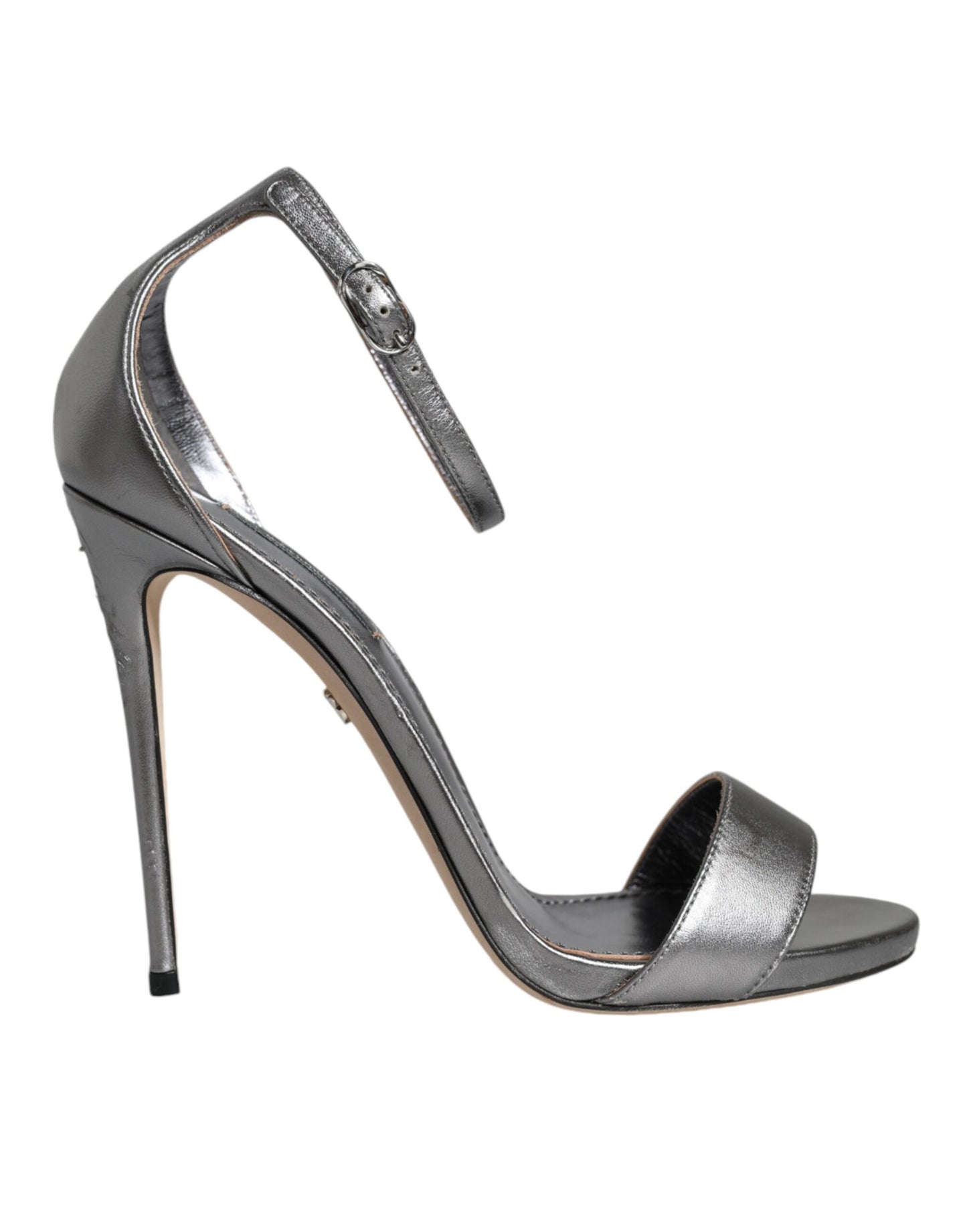 Dolce &amp; Gabbana Silver KEIRA Heels Ankle Strap Sandals Shoes