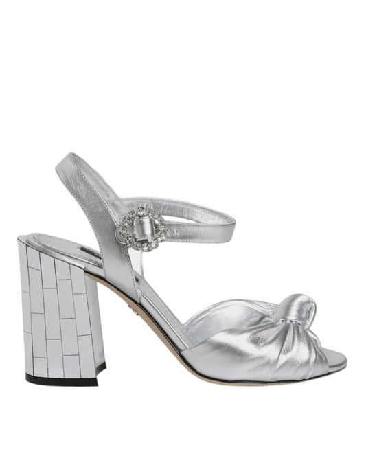 Dolce &amp; Gabbana Silver Mirror Heels KEIRA Sandals Shoes