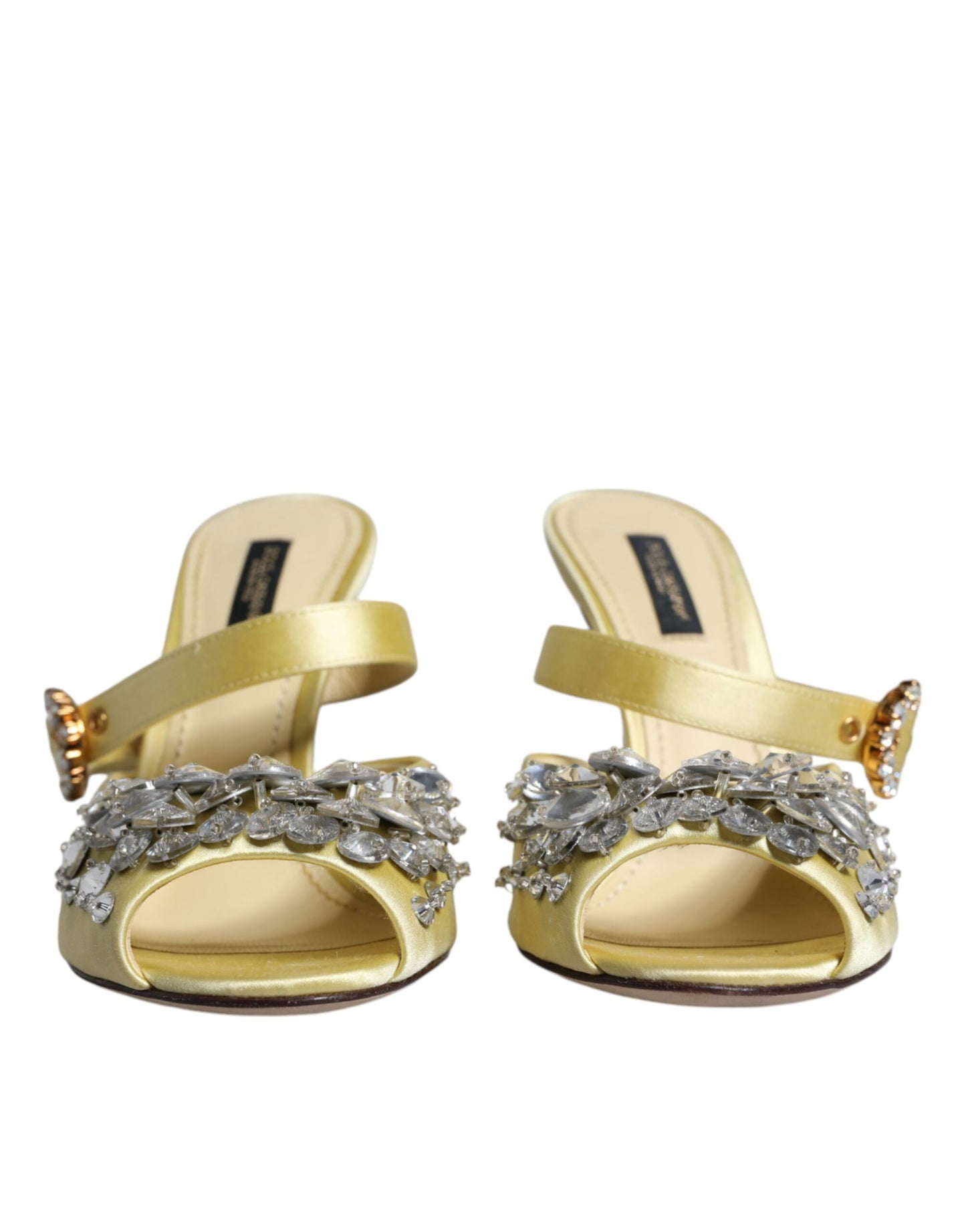 Dolce &amp; Gabbana Yellow Crystal Slides Heels Sandaalit Kengät