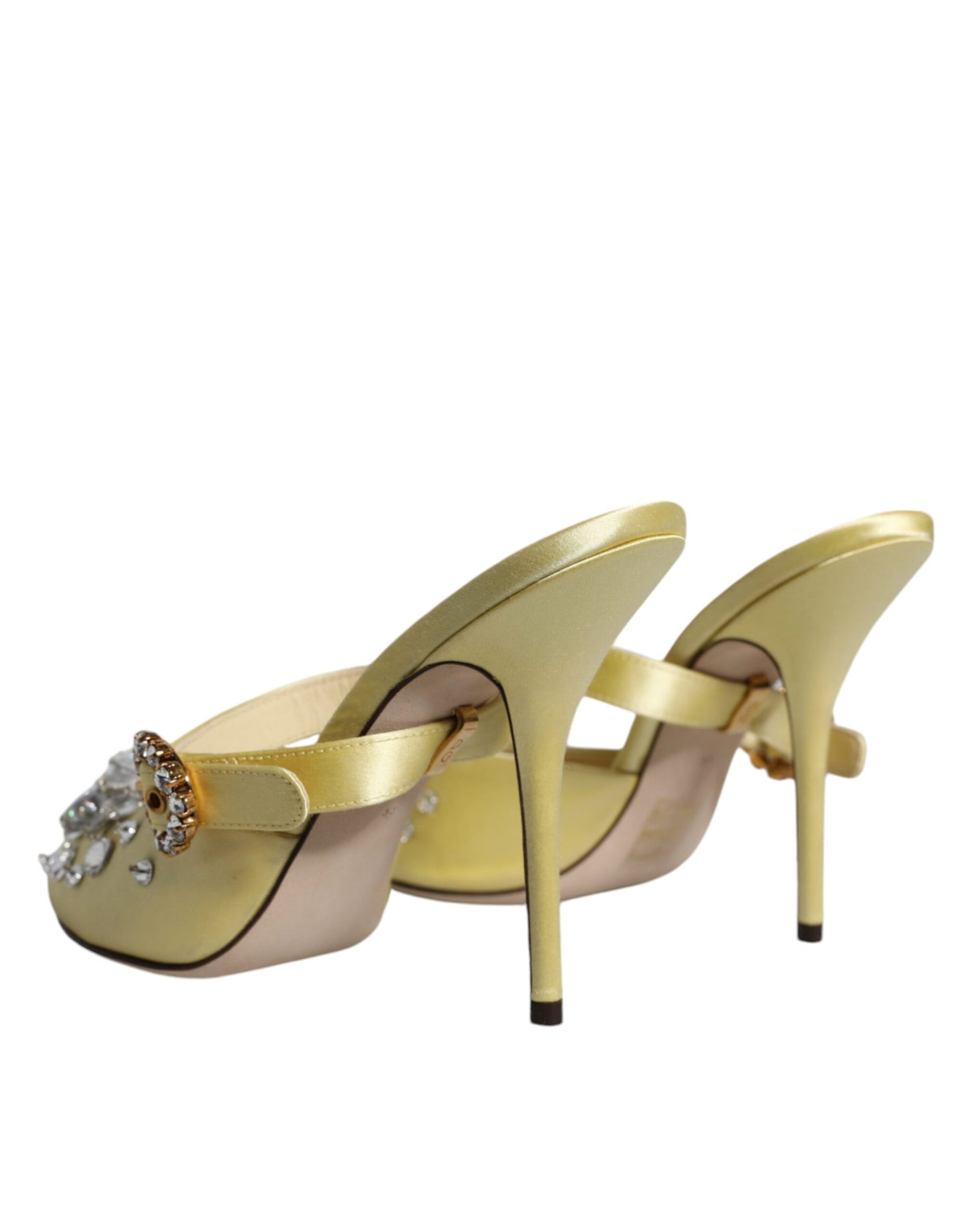 Dolce &amp; Gabbana Yellow Crystal Slides Heels Sandaalit Kengät