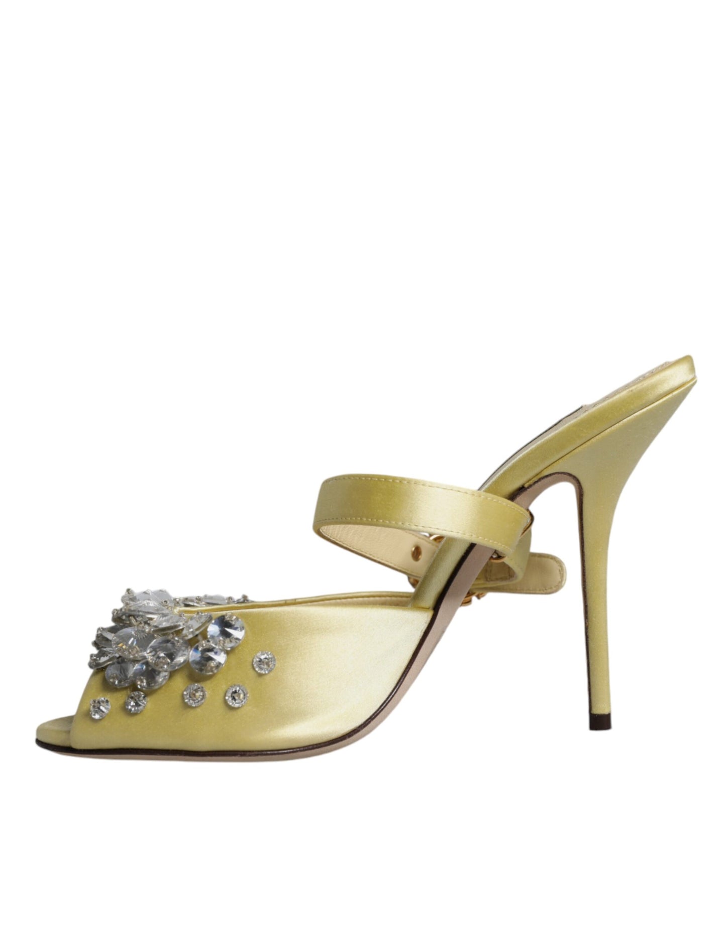 Dolce &amp; Gabbana Yellow Crystal Slides Heels Sandaalit Kengät