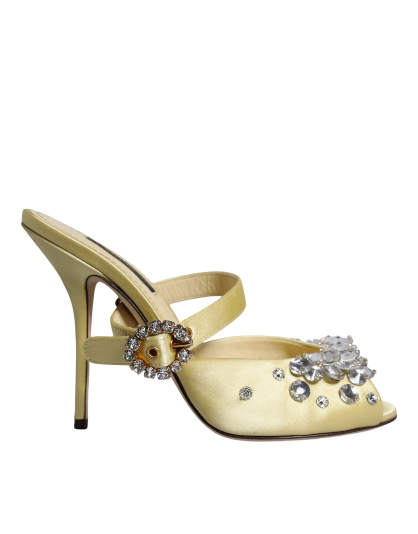 Dolce &amp; Gabbana Yellow Crystal Slides Heels Sandaalit Kengät