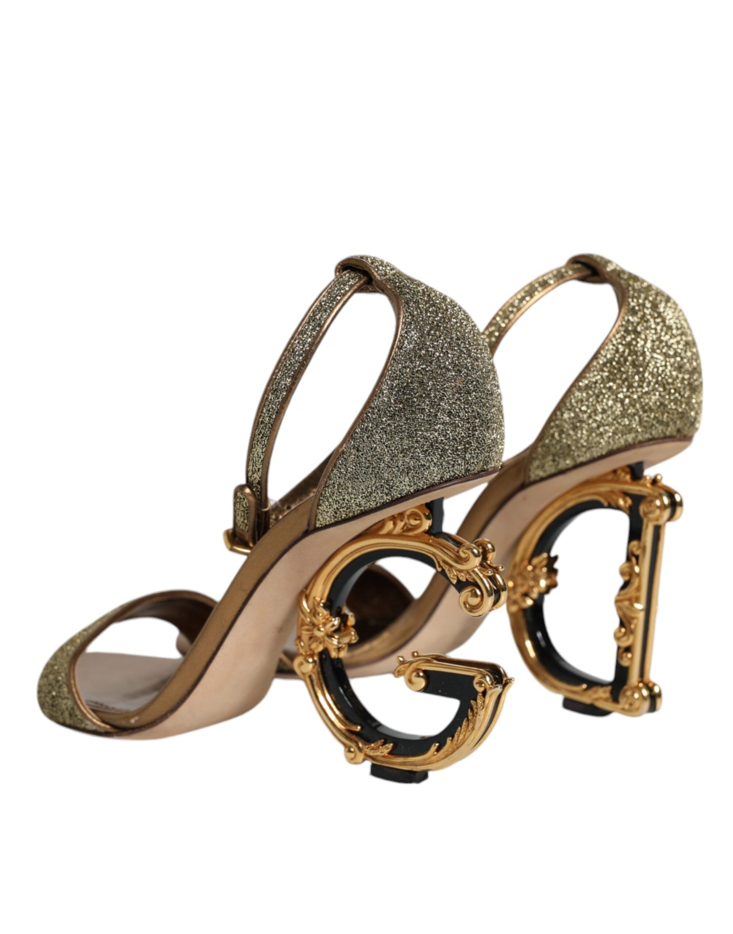 Dolce &amp; Gabbana Gold Lurex Nilkkahihna Heel Sandals -kengät