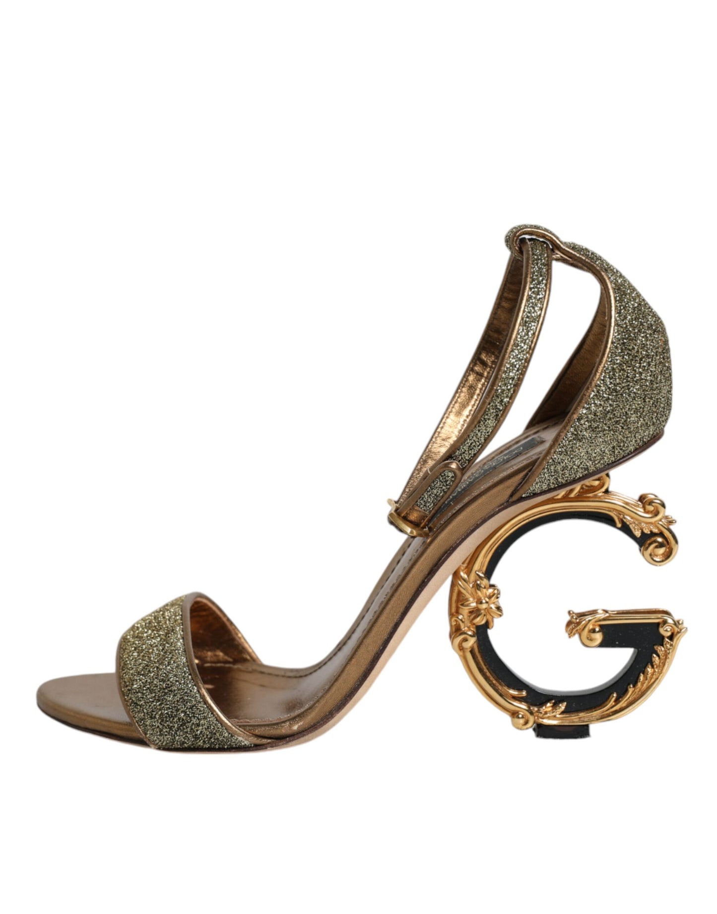 Dolce &amp; Gabbana Gold Lurex Nilkkahihna Heel Sandals -kengät