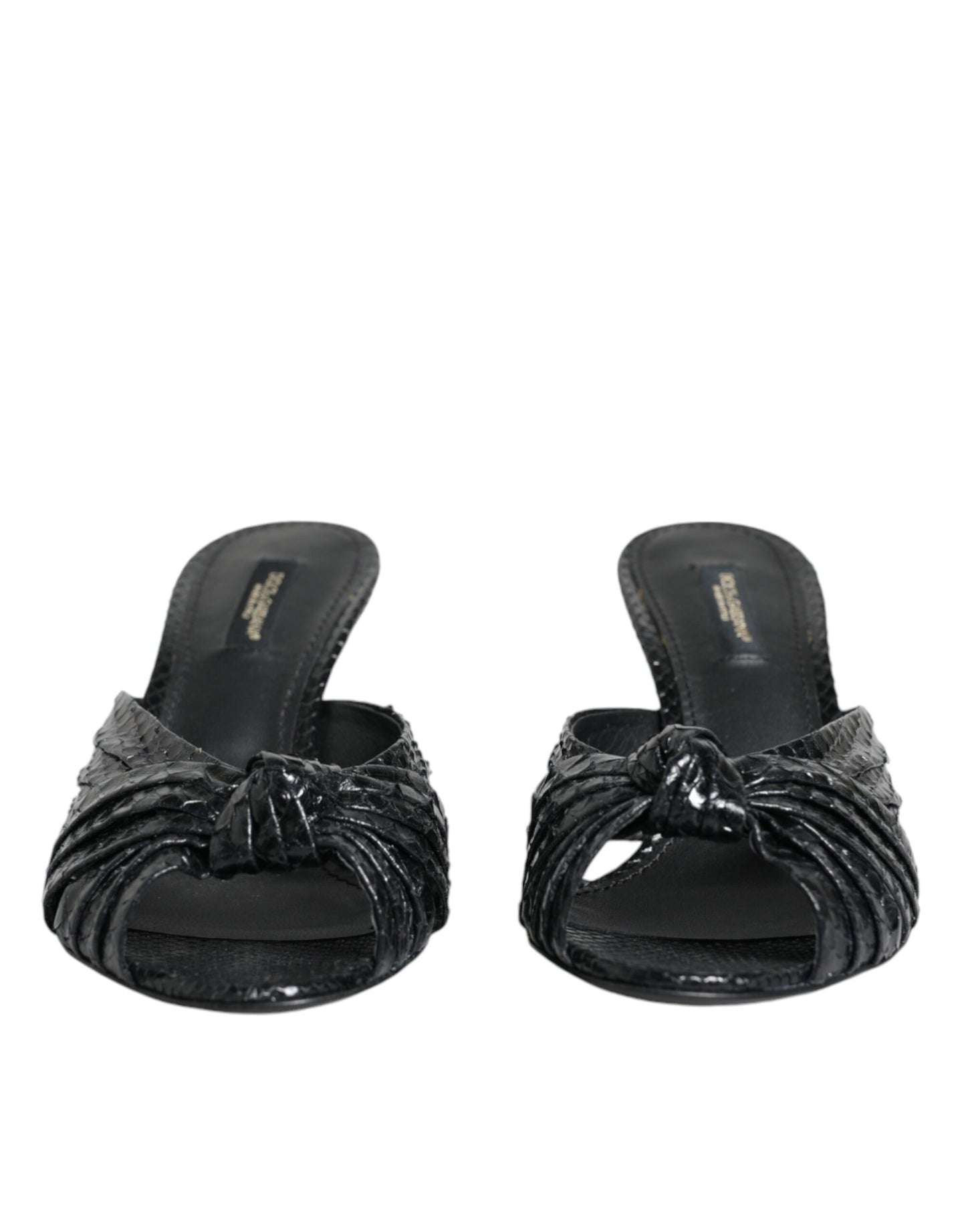 Dolce & Gabbana Schwarz Leder Absätze Sandalen Schuhe