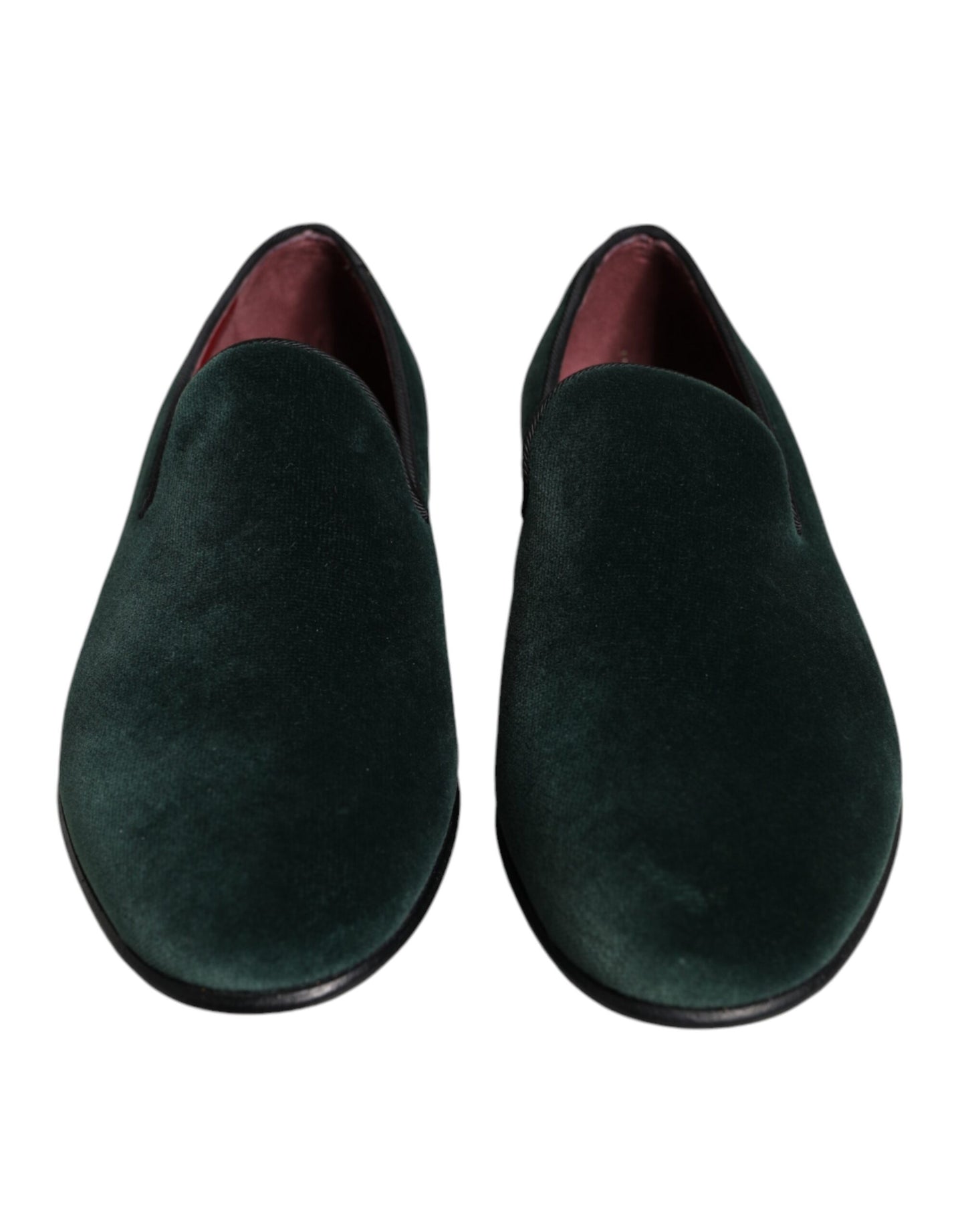 Dolce & Gabbana Grüner Samt Slip On Loafers Flache Schuhe