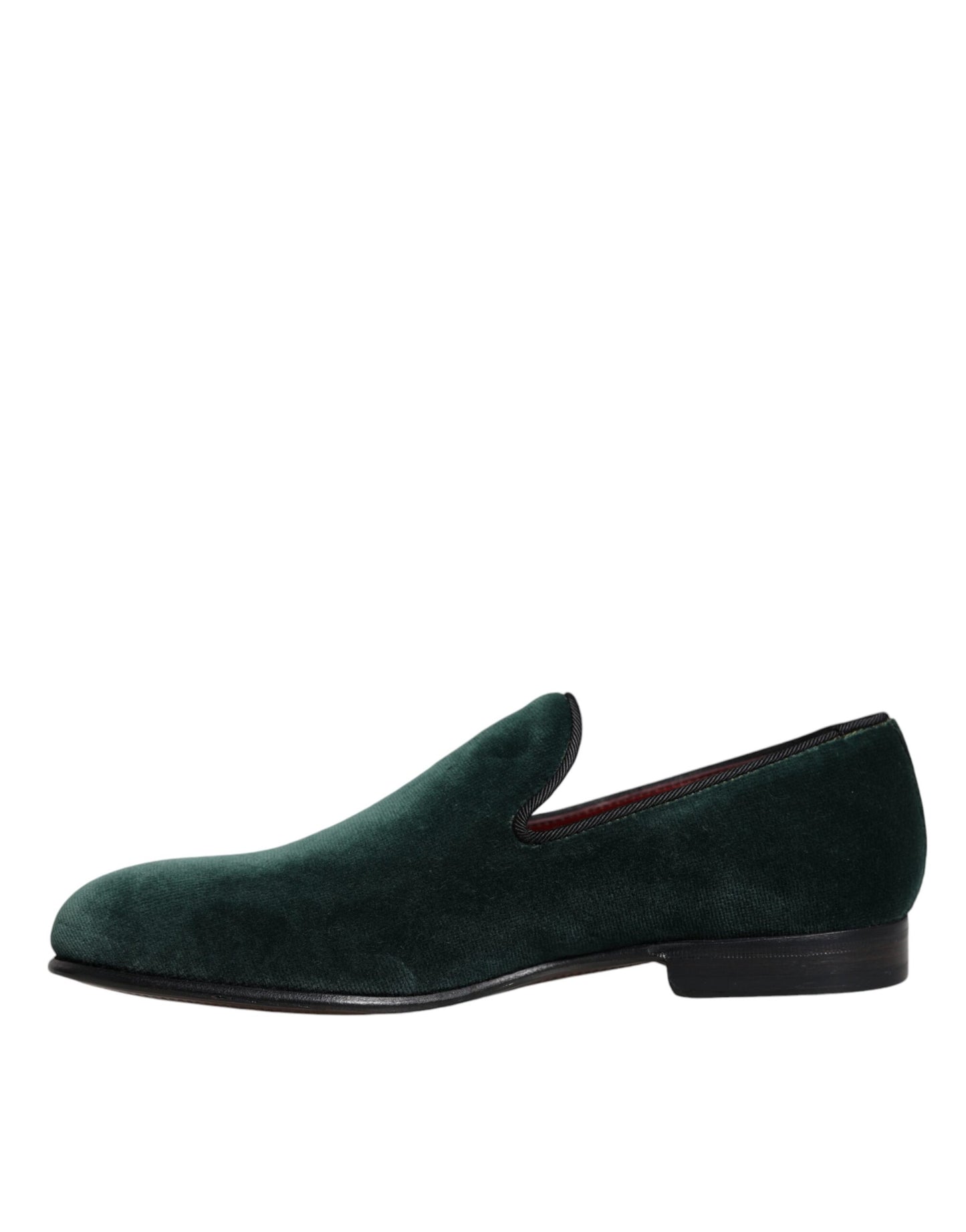 Dolce & Gabbana Grüner Samt Slip On Loafers Flache Schuhe