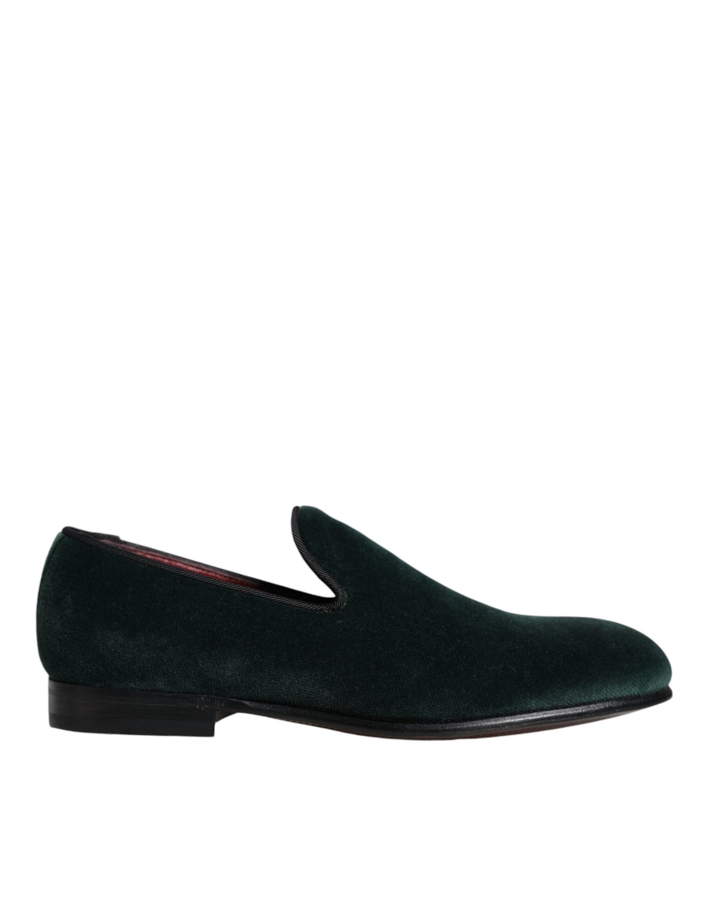 Dolce & Gabbana Grüner Samt Slip On Loafers Flache Schuhe