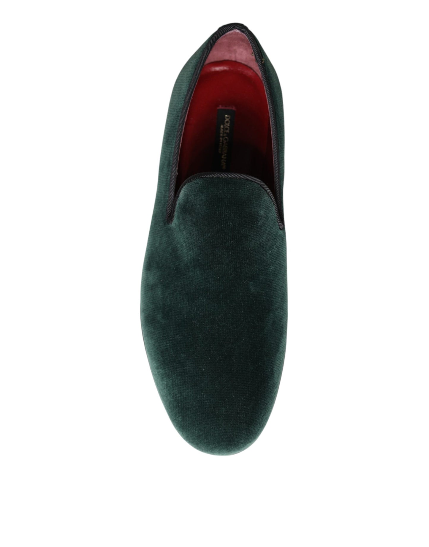 Dolce & Gabbana Grüner Samt Slip On Loafers Flache Schuhe