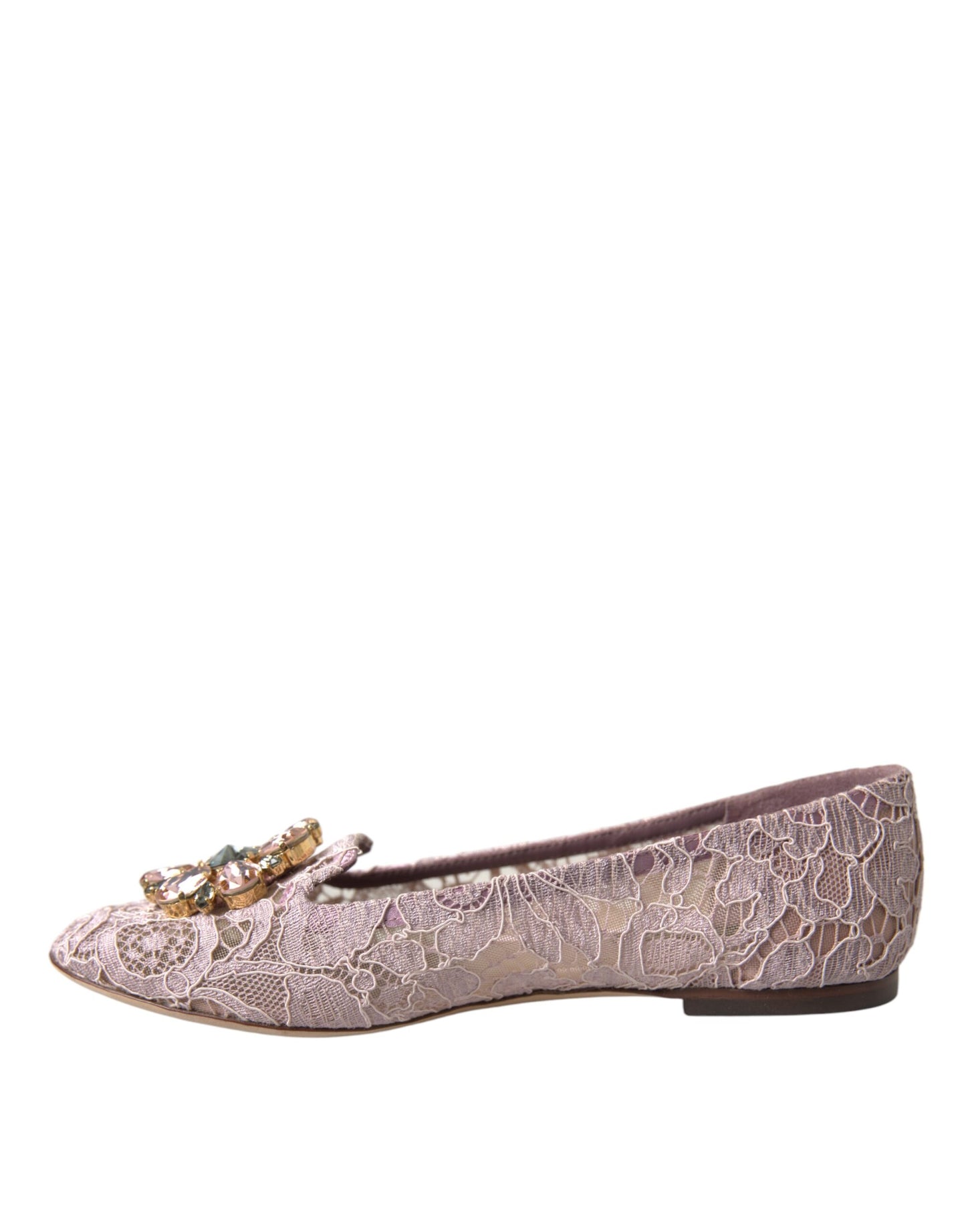 Dolce & Gabbana Rosa Spitze Kristall Ballett Flats Loafers Schuhe