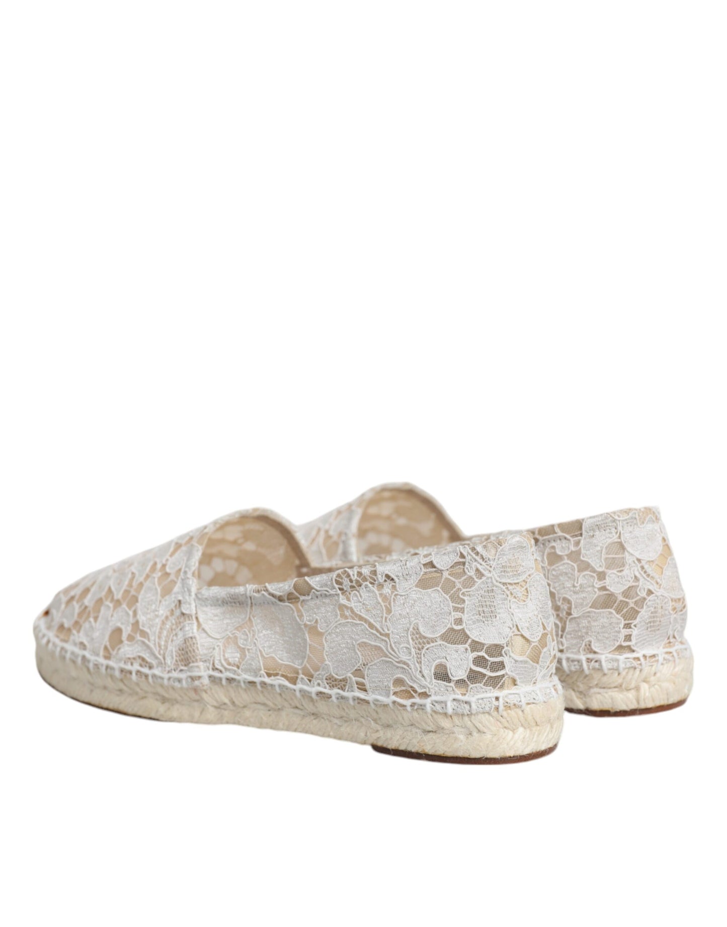 Dolce & Gabbana Weiße Spitze Viskose Espadrilles Flats Schuhe