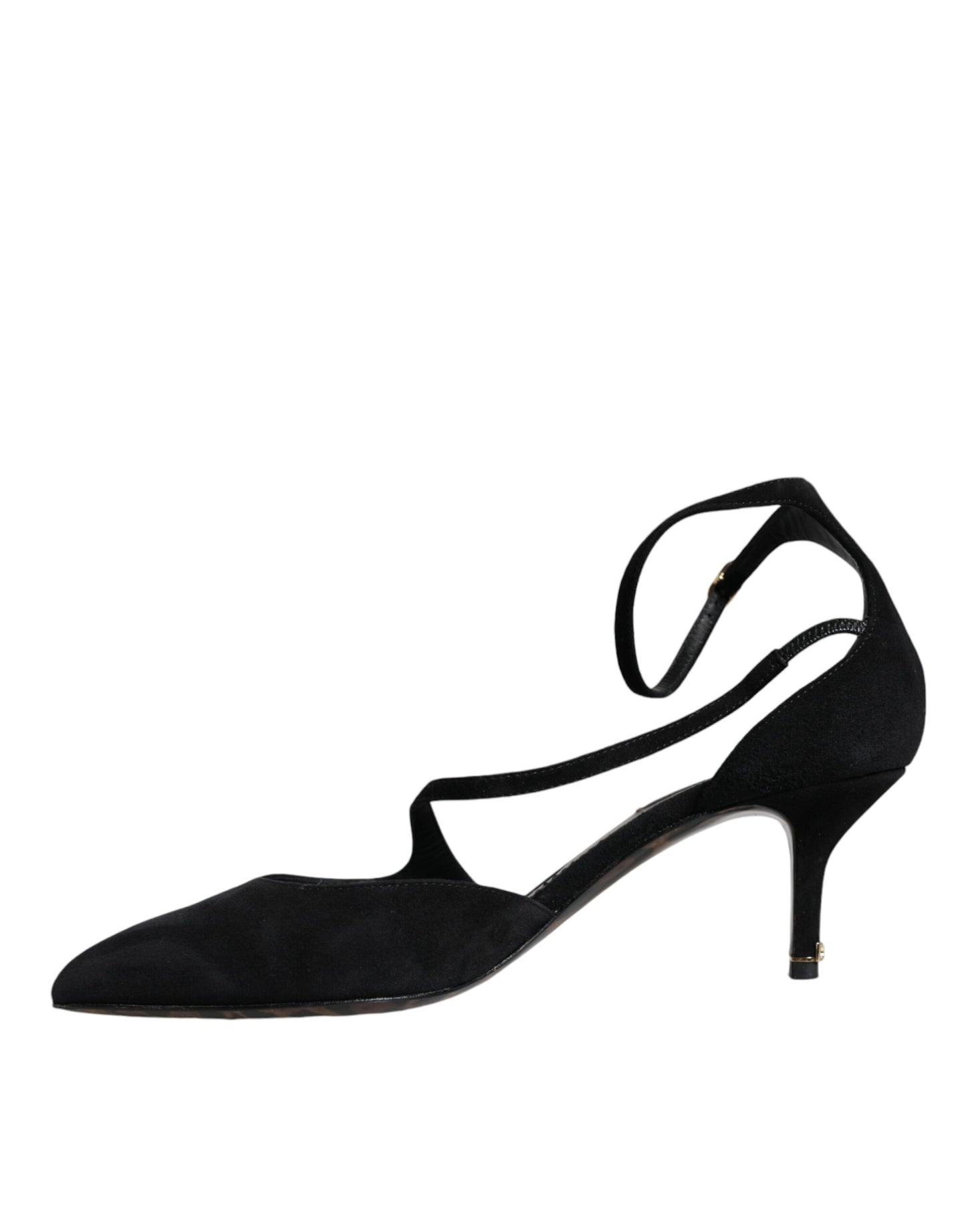 Dolce &amp; Gabbana Black Suede Ankle Strap Heels Pumps Shoes