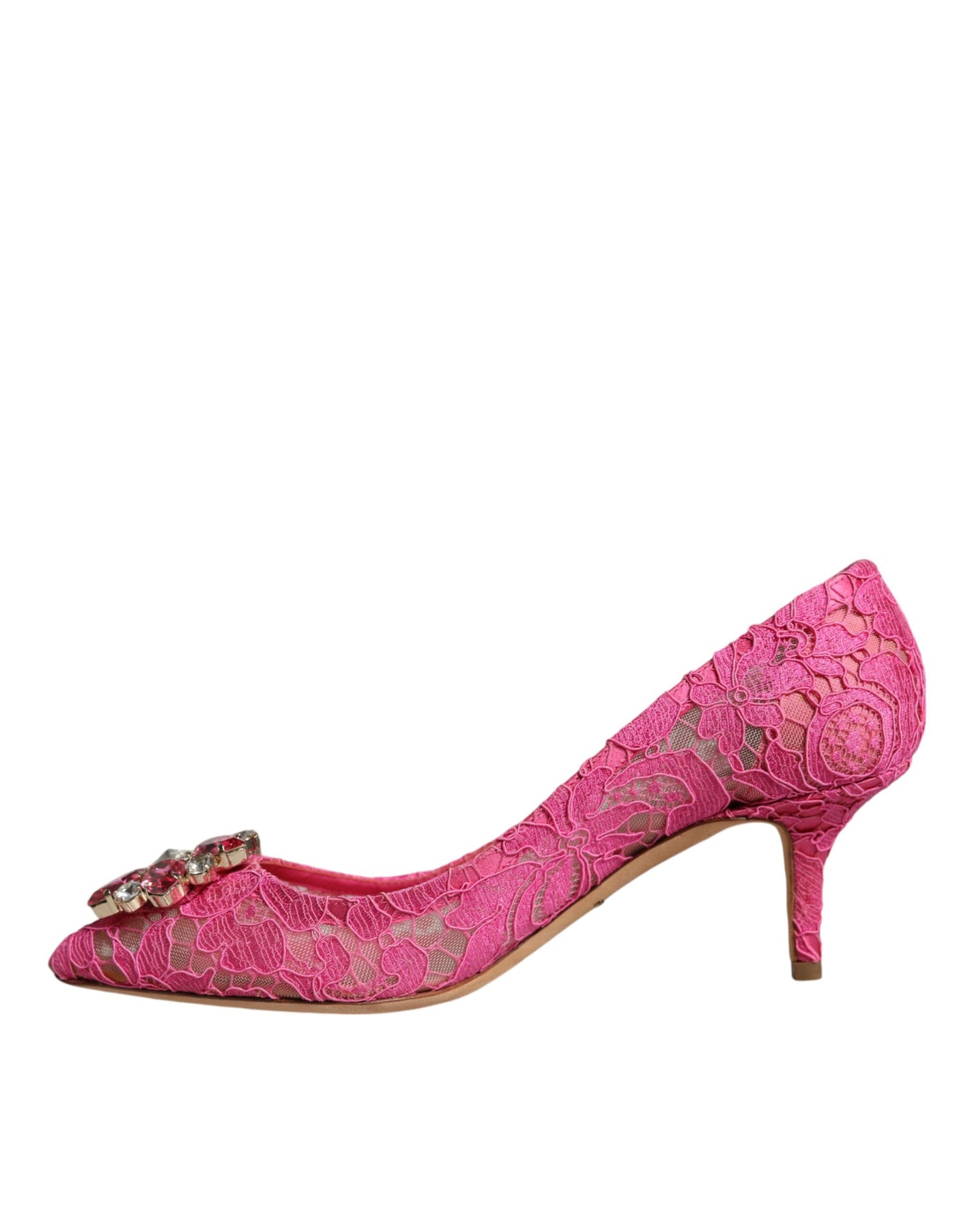 Dolce & Gabbana Rosa Taormina Spitze Kristall Heels Pumps Schuhe