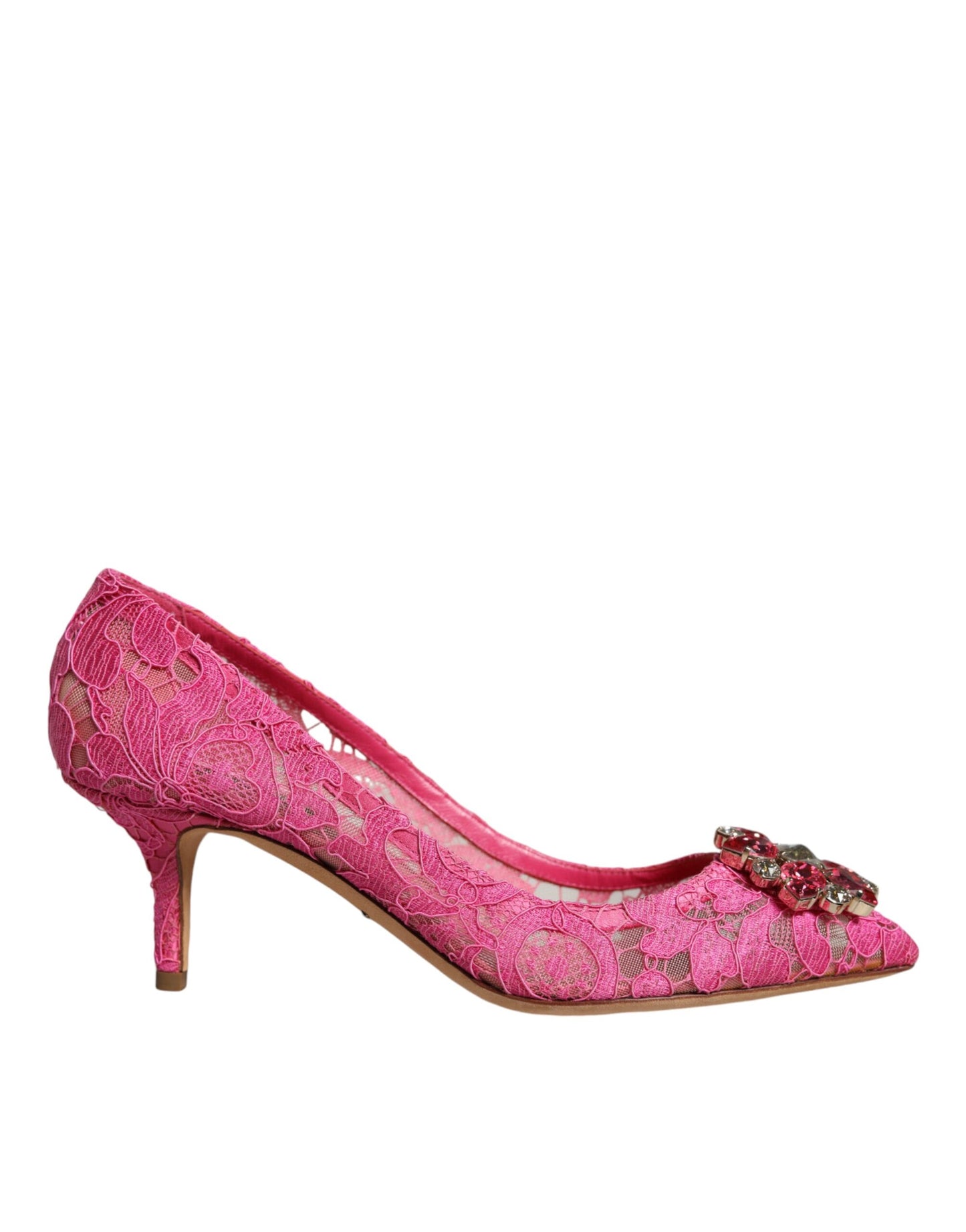 Dolce & Gabbana Rosa Taormina Spitze Kristall Heels Pumps Schuhe