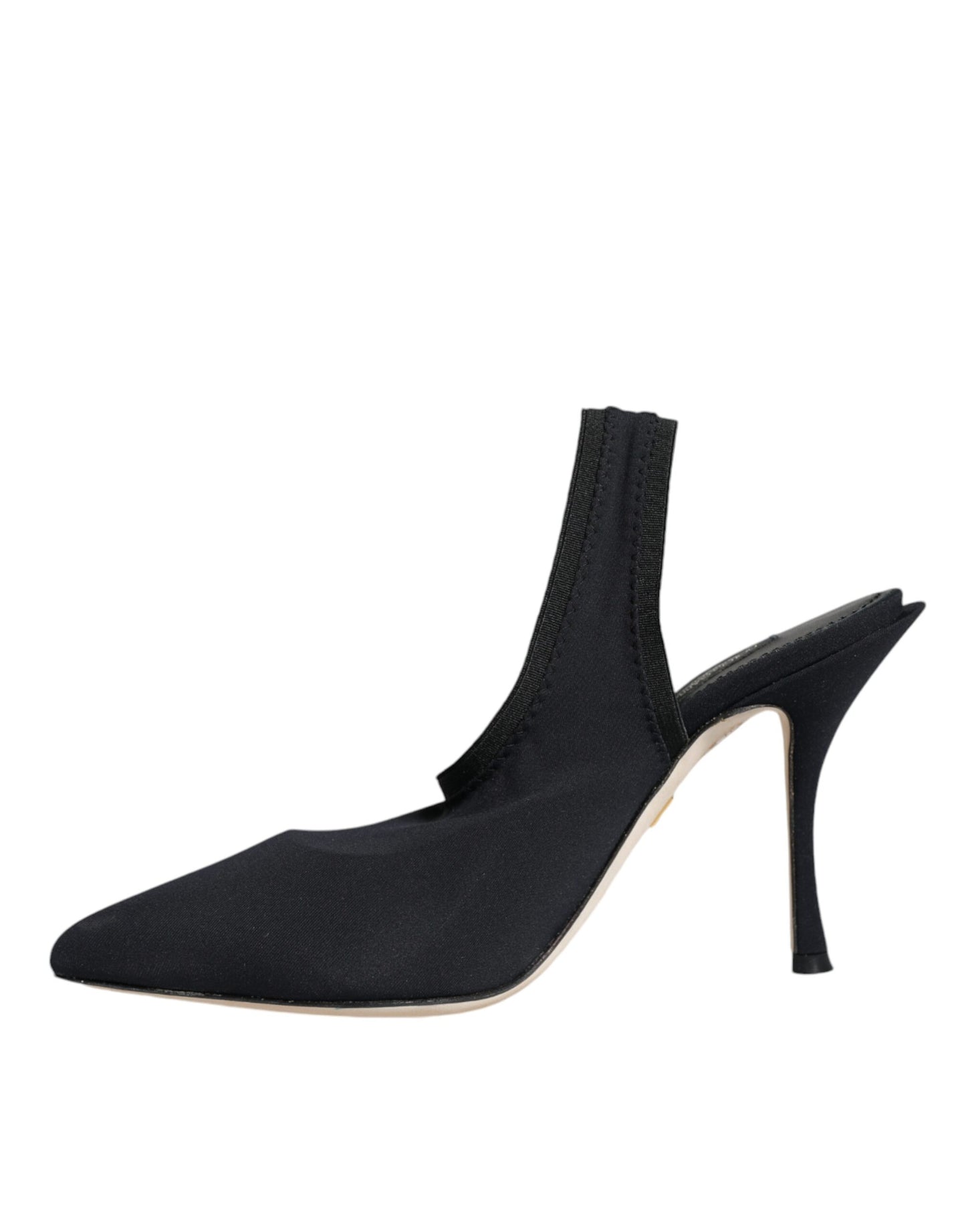 Dolce & Gabbana Schwarze Jersey Stretch Heels Slingback Schuhe