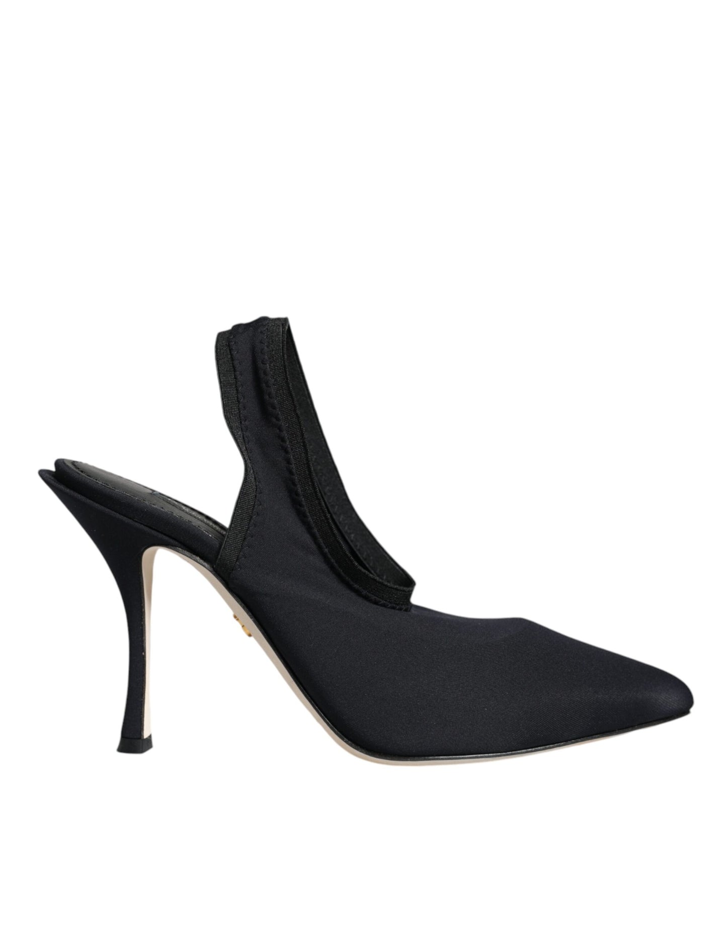 Dolce & Gabbana Schwarze Jersey Stretch Heels Slingback Schuhe