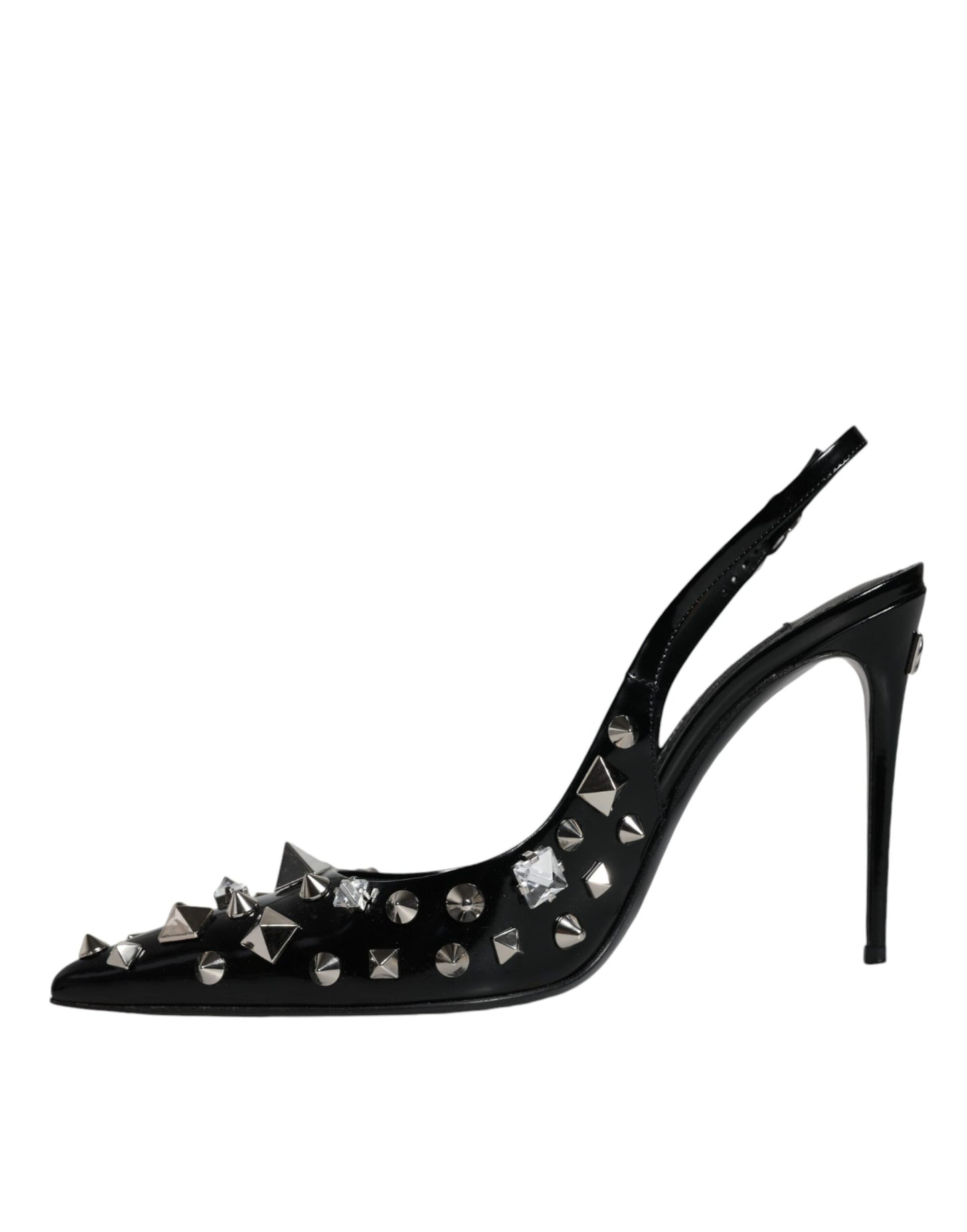 Dolce &amp; Gabbana mustat nahkaiset Crystal Stud Slingback -kengät