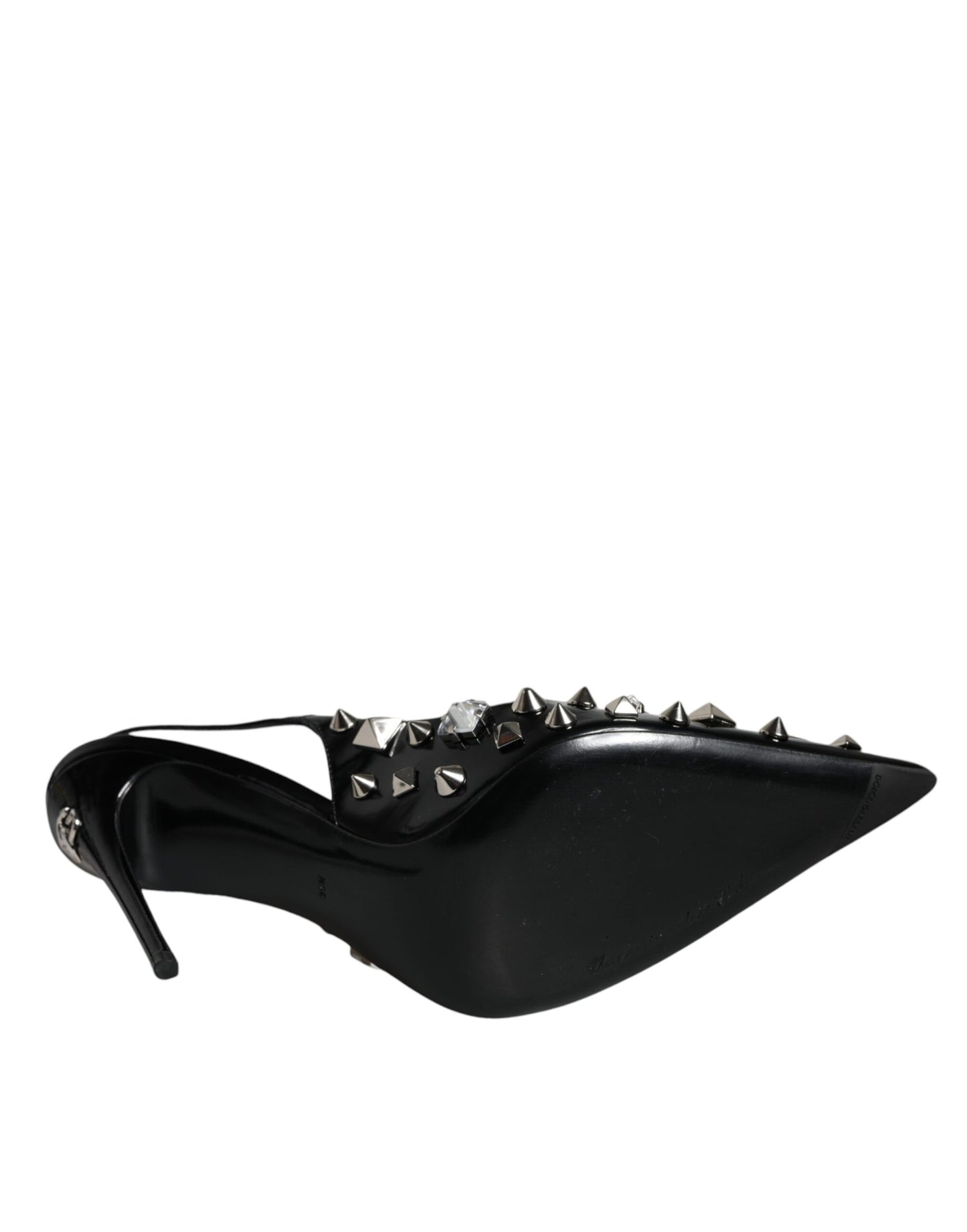 Dolce &amp; Gabbana mustat nahkaiset Crystal Stud Slingback -kengät