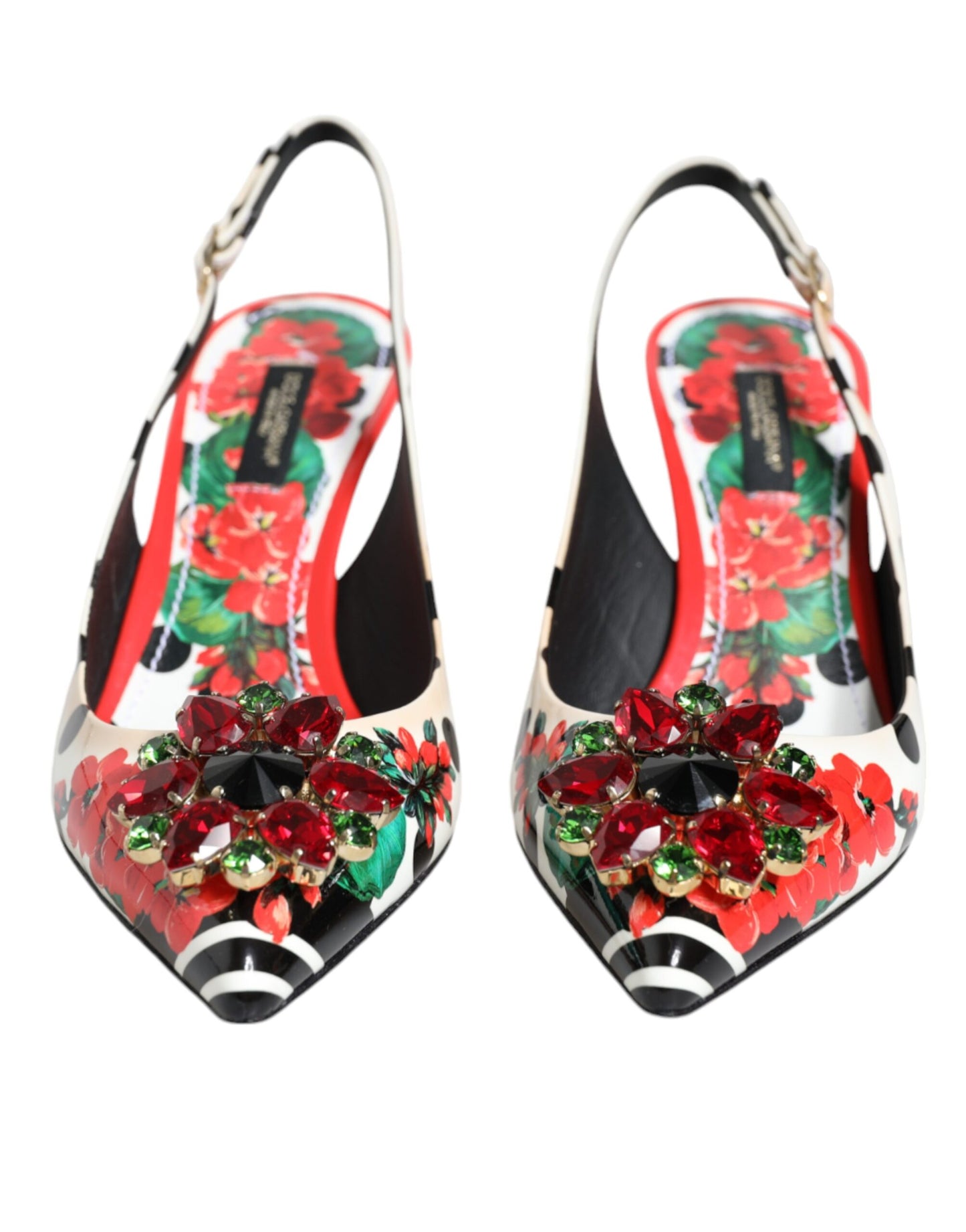 Dolce &amp; Gabbana Multicolor Crystal Heels Slingback -kengät