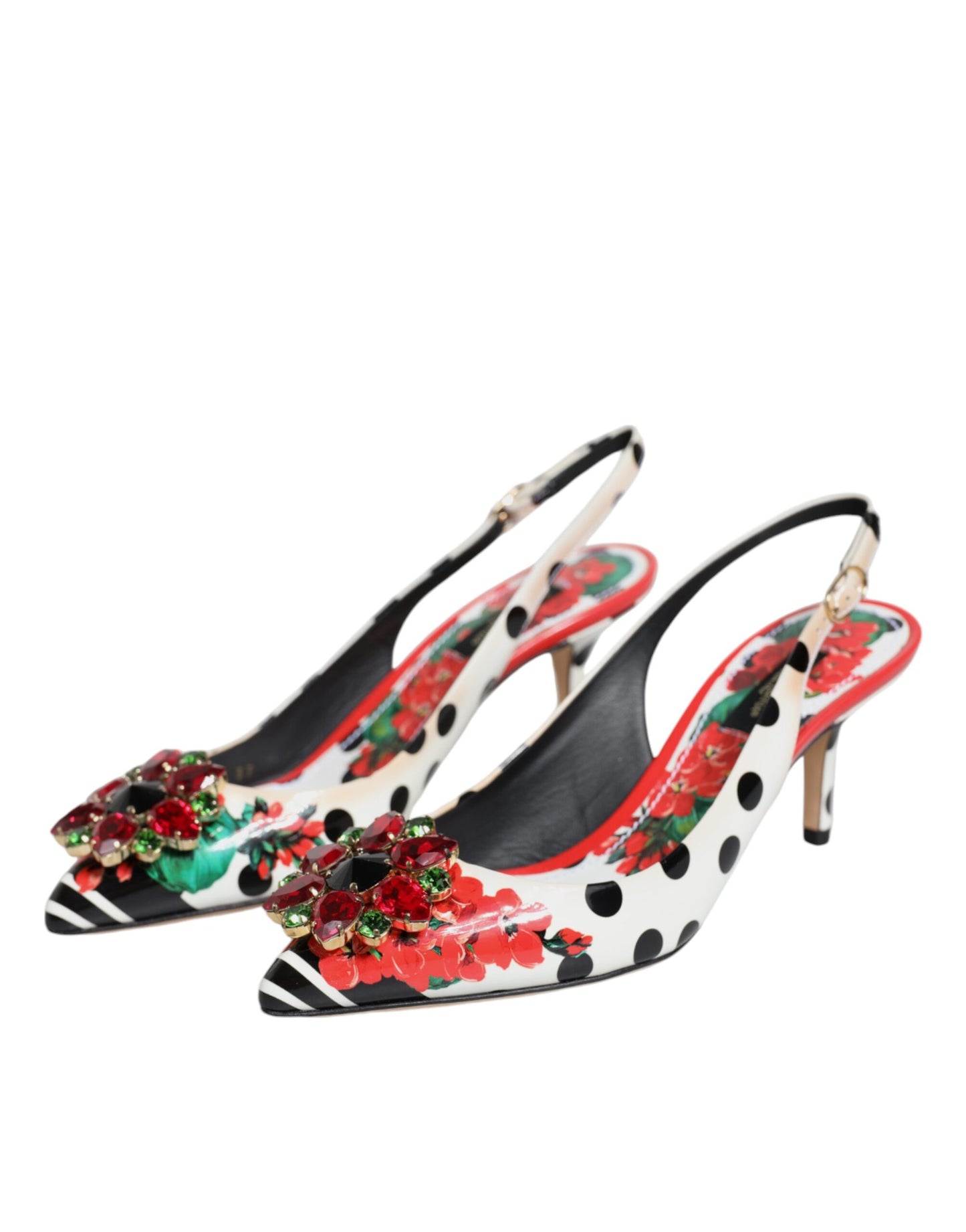 Dolce &amp; Gabbana Multicolor Crystal Heels Slingback -kengät