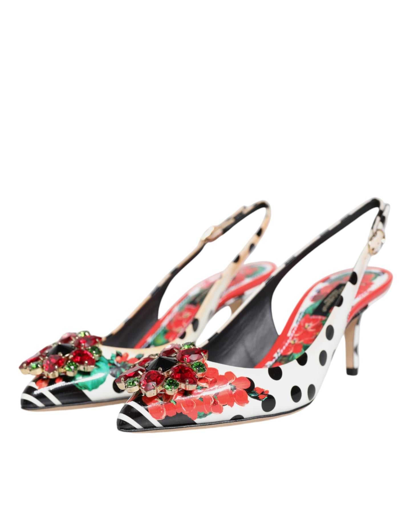 Dolce &amp; Gabbana Multicolor Crystal Heels Slingback -kengät