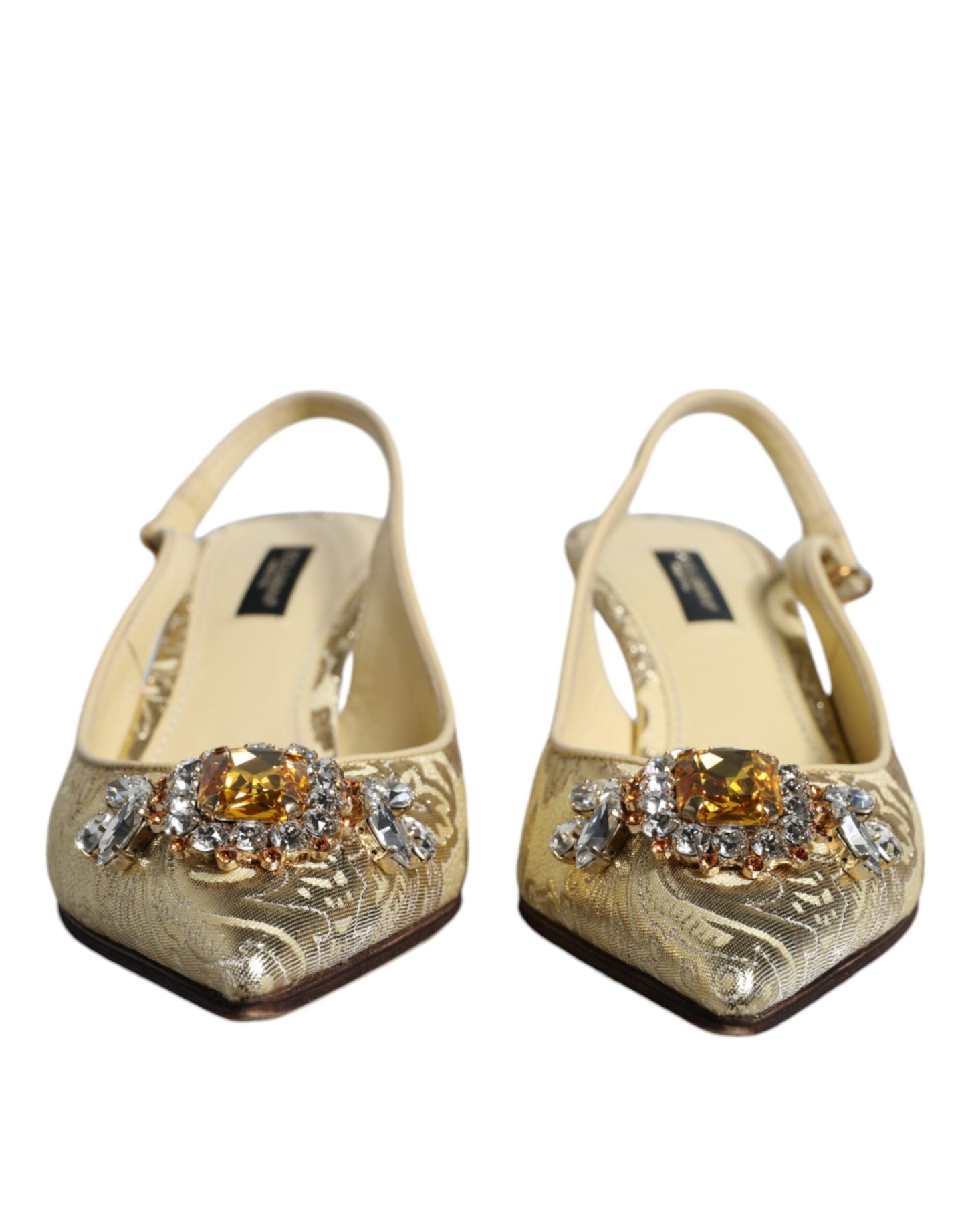 Dolce &amp; Gabbana Gold Crystal Pumps Heels Slingbacks -kengät