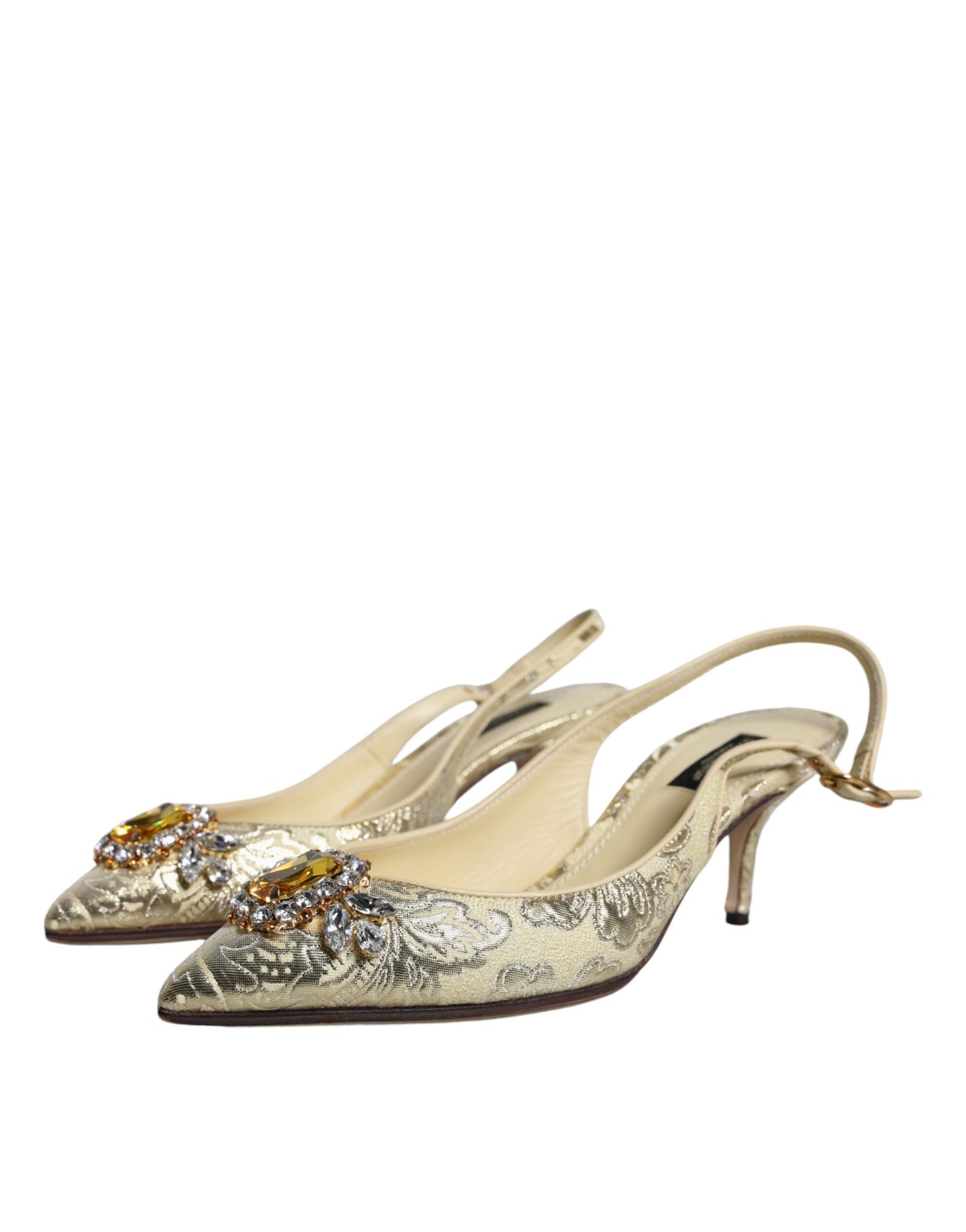 Dolce &amp; Gabbana Gold Crystal Pumps Heels Slingbacks -kengät