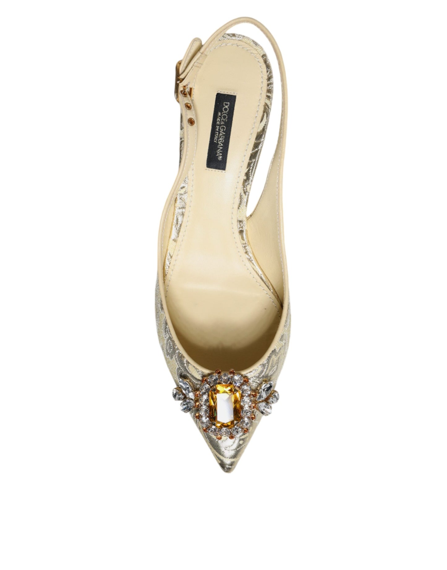 Dolce &amp; Gabbana Gold Crystal Pumps Heels Slingbacks -kengät