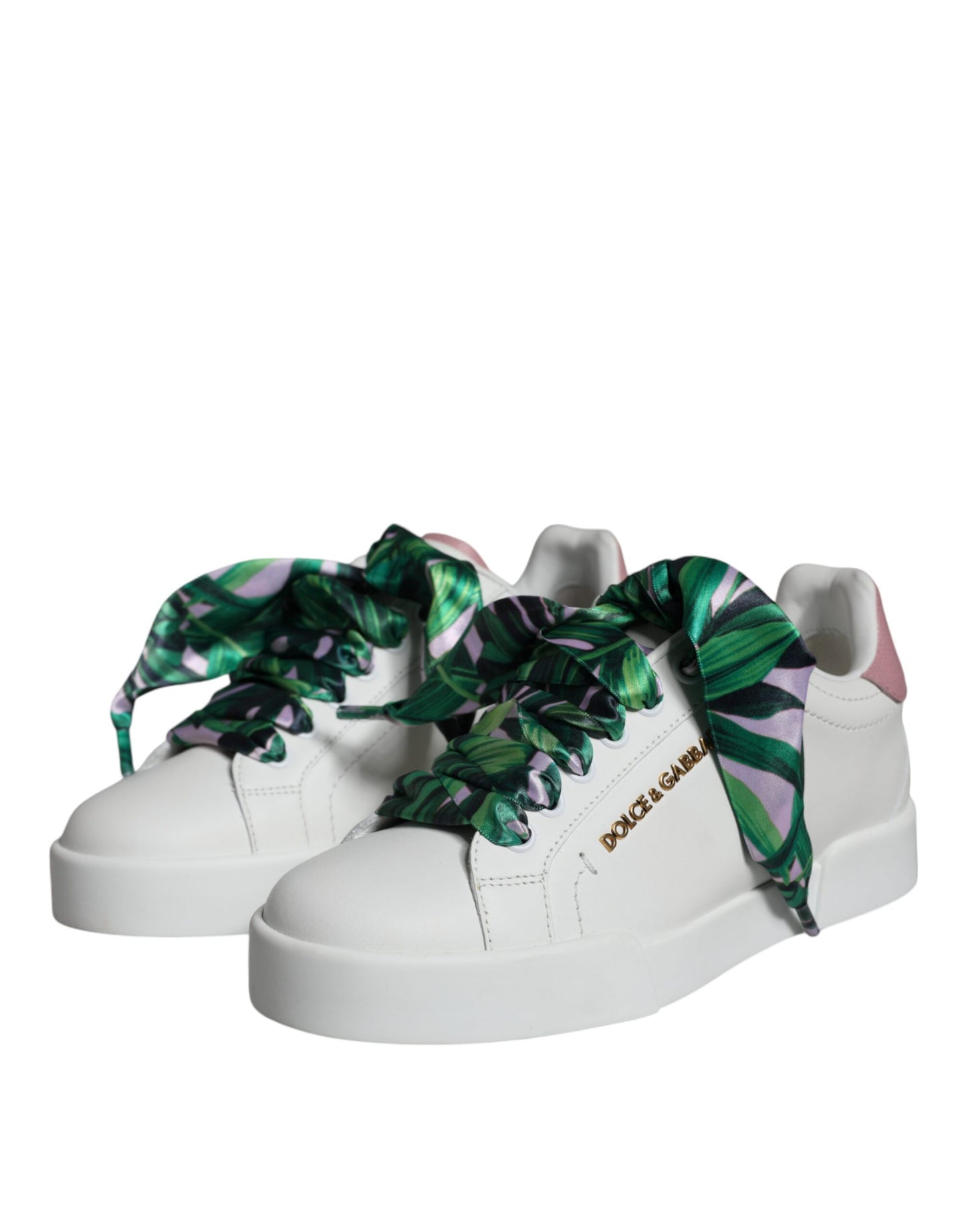 Dolce & Gabbana Weiß Leder Portofino Low Top Turnschuhe Schuhe