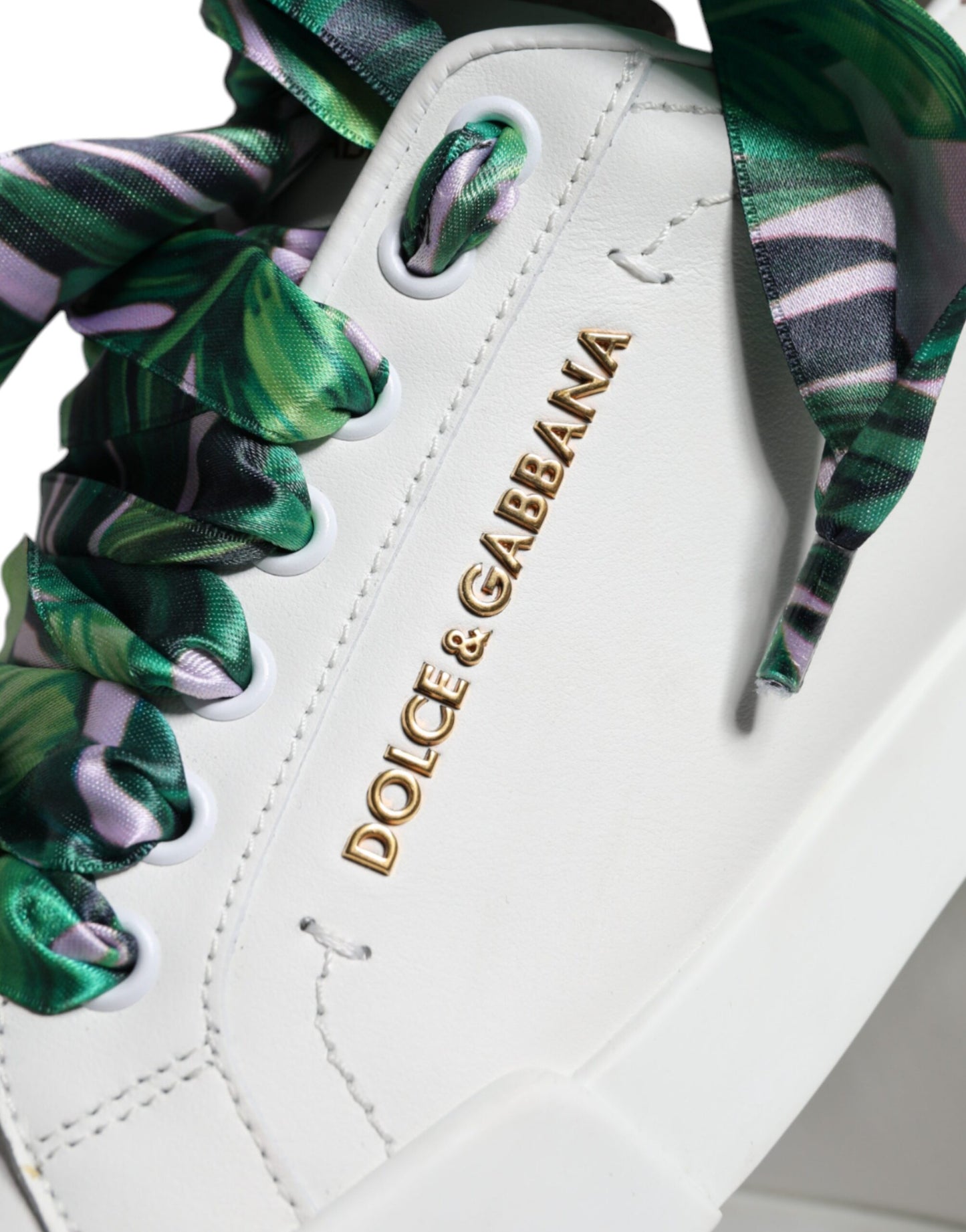 Dolce & Gabbana Weiß Leder Portofino Low Top Turnschuhe Schuhe