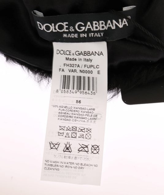 Dolce & Gabbana Elegante Schwarze Xiangao Pelz Beanie Mütze