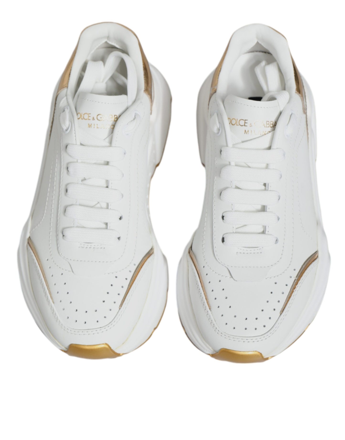 Dolce &amp; Gabbana White Gold Daymaster Low Top Sneakers Shoes