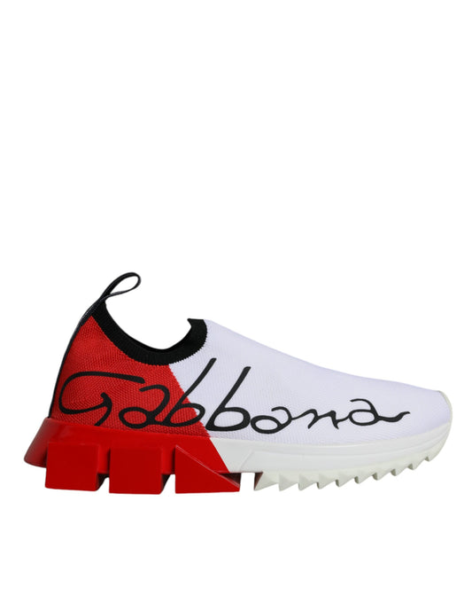 Dolce &amp; Gabbana White Red Low Top Sorrento Men Sneakers Shoes