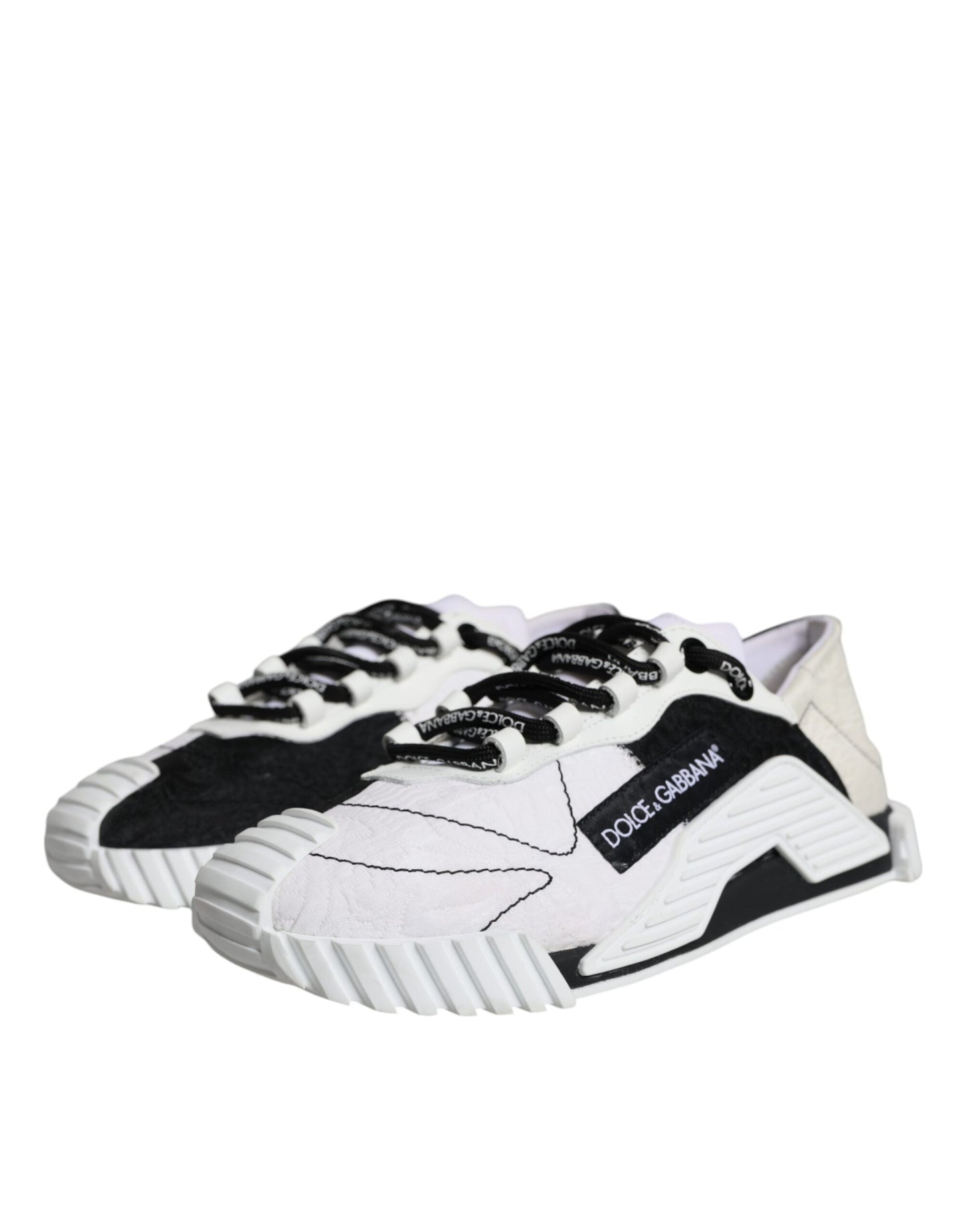 Dolce &amp; Gabbana White Black Low Top NS1 Sneakers Shoes