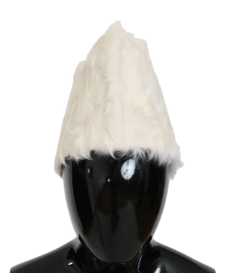 Dolce &amp; Gabbana Elegant White Fur Hat Ylellinen talvihattu