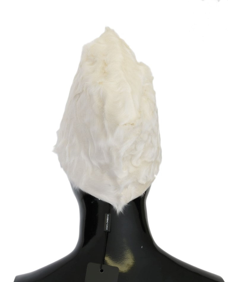 Dolce &amp; Gabbana Elegant White Fur Hat Ylellinen talvihattu