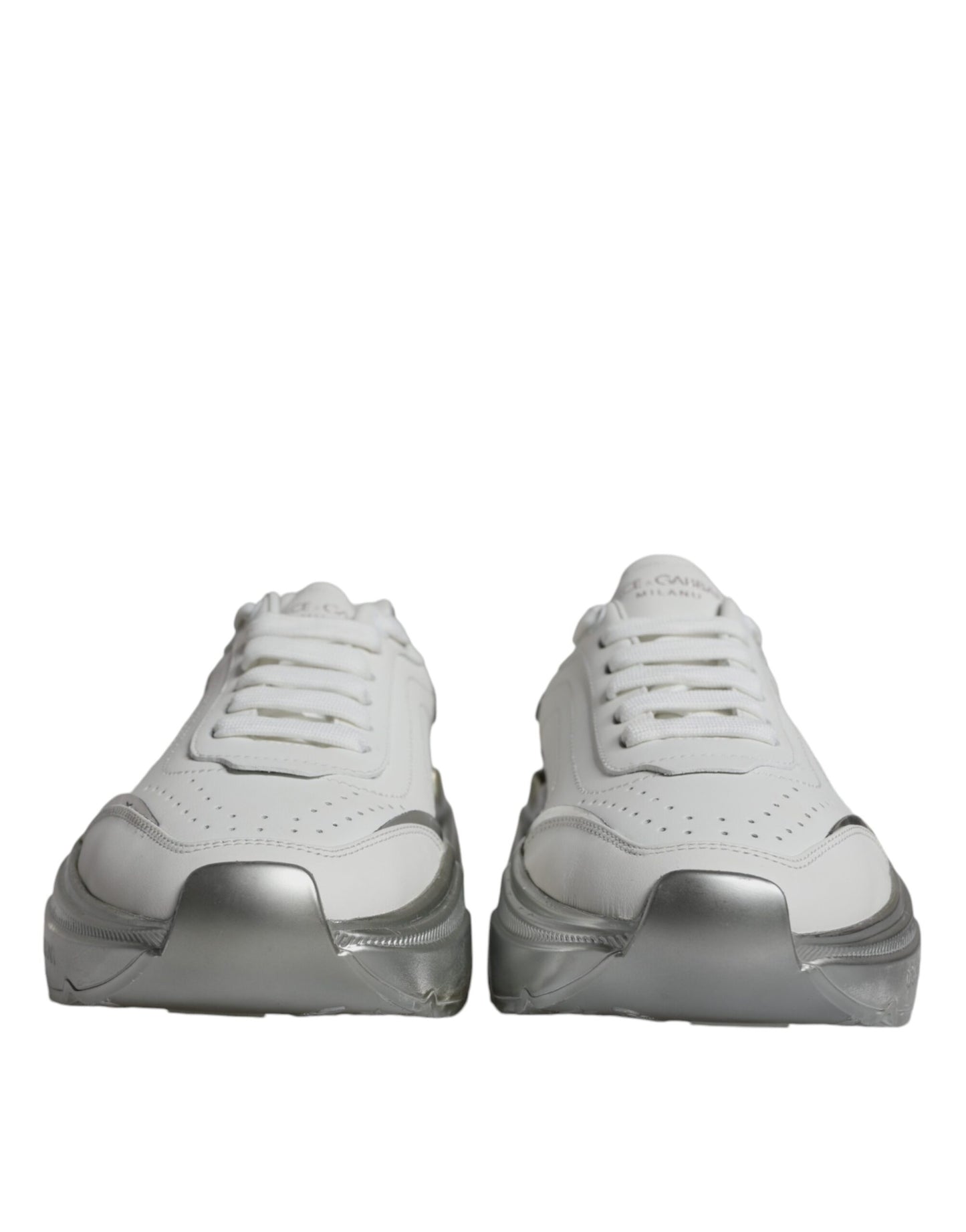 Dolce &amp; Gabbana Silver White Daymaster Low Top Sneakers Shoes