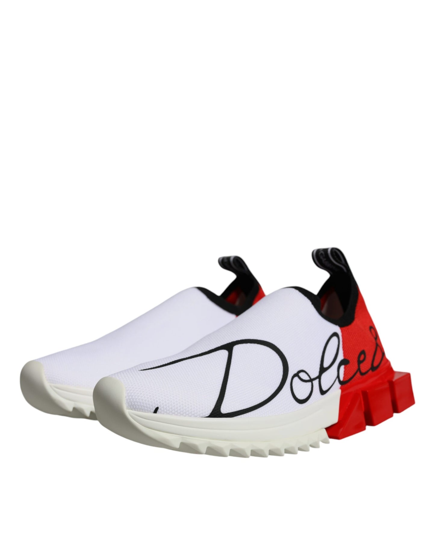 Dolce &amp; Gabbana White Red Low Top Sorrento Men Sneakers Shoes