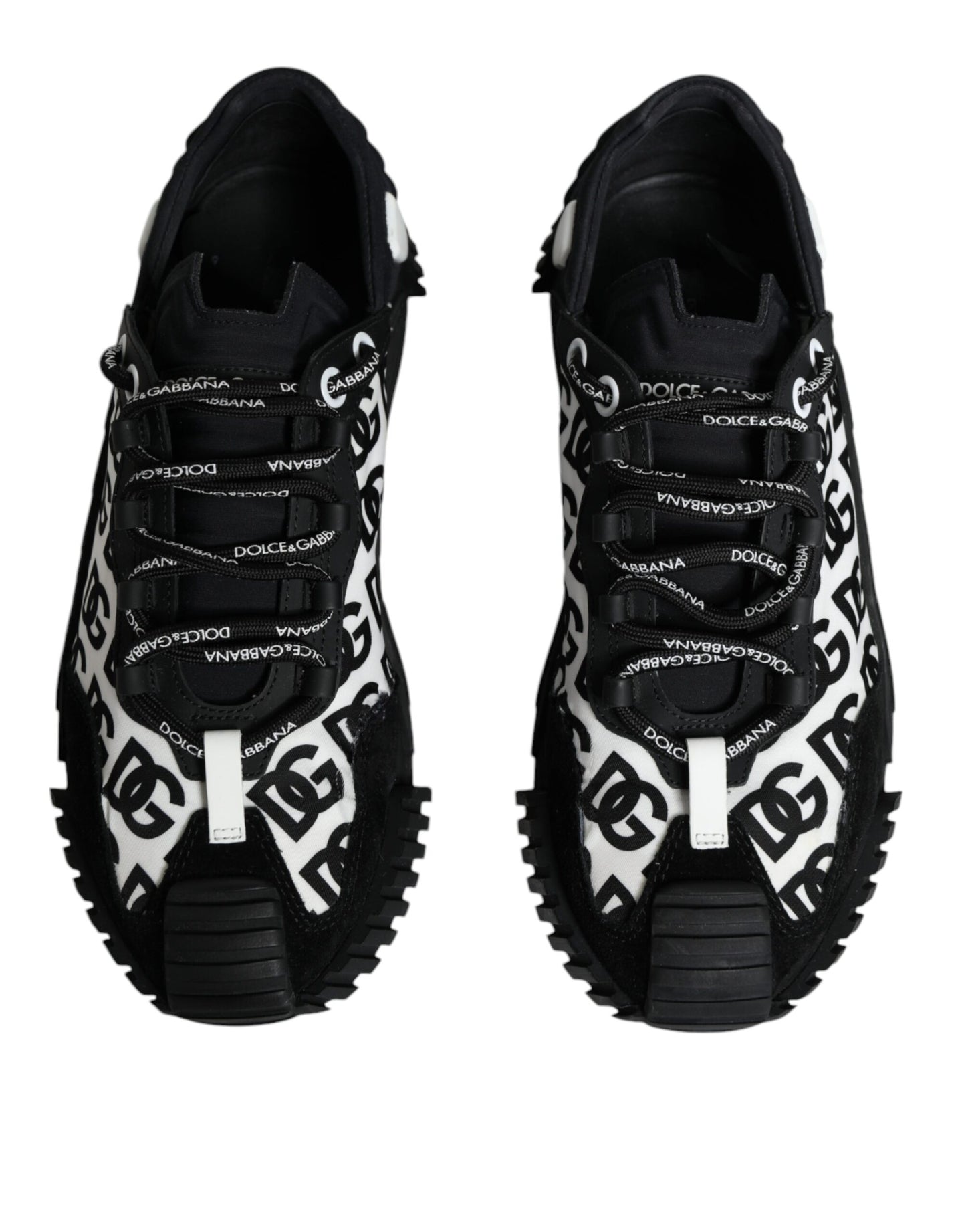 Dolce &amp; Gabbana Black Logo Lace Up Low Top NS1 Sneakers Shoes