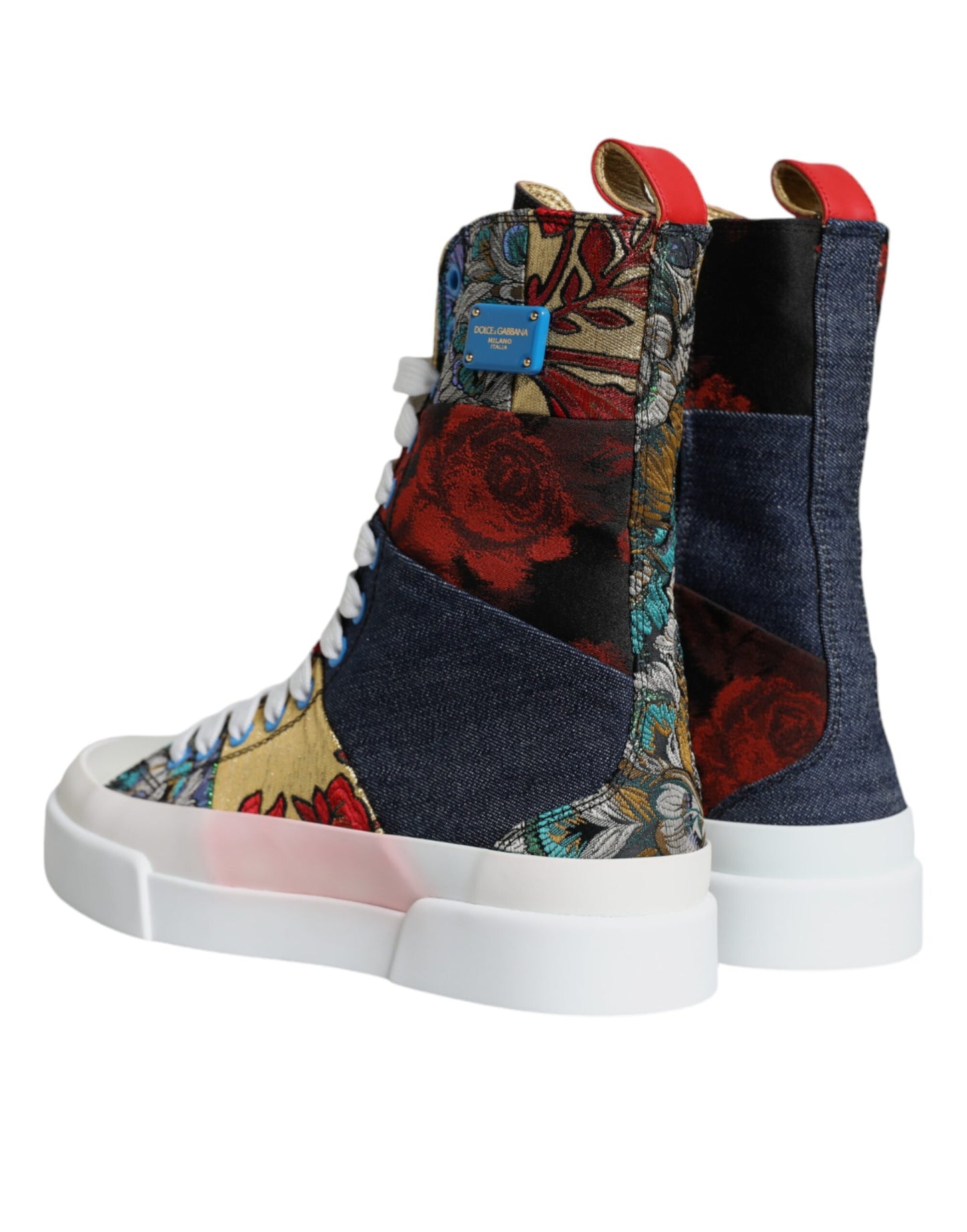 Dolce &amp; Gabbana Multicolor Patchwork Logo High Top Sneakers Shoes