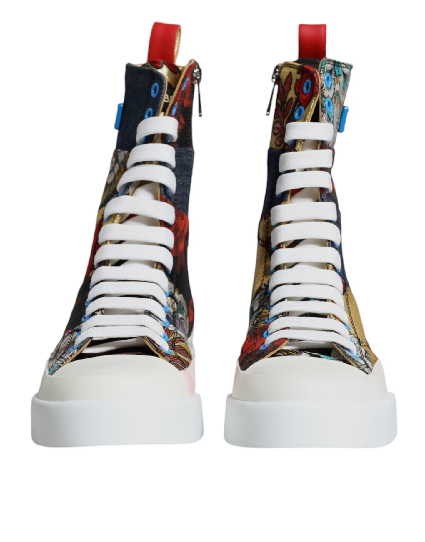 Dolce &amp; Gabbana Multicolor Patchwork Logo High Top Sneakers Shoes