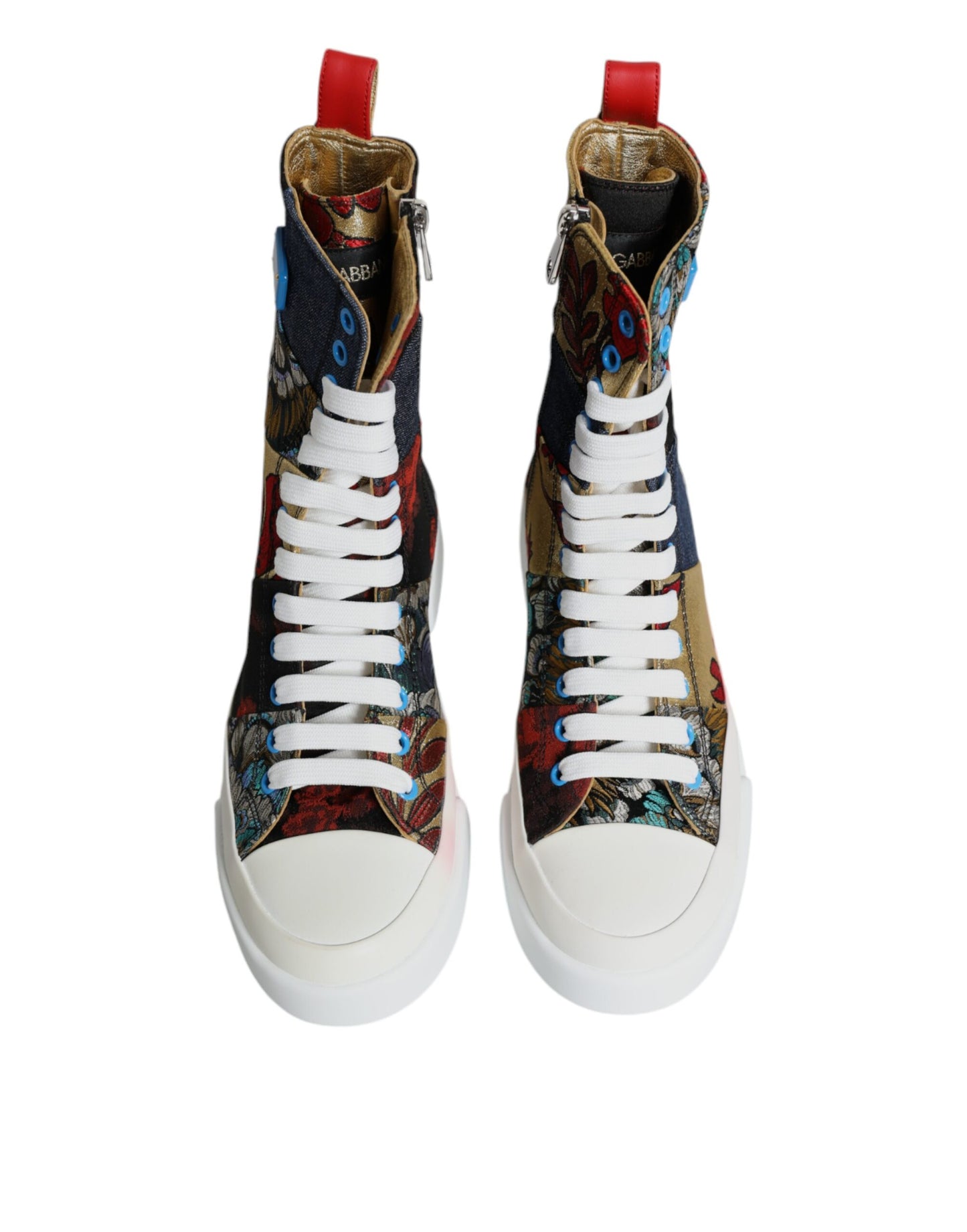 Dolce &amp; Gabbana Multicolor Patchwork Logo High Top Sneakers Shoes