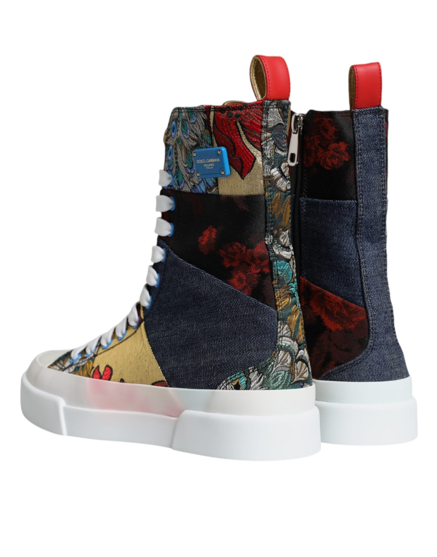 Dolce &amp; Gabbana Multicolor Patchwork Logo High Top Sneakers Shoes