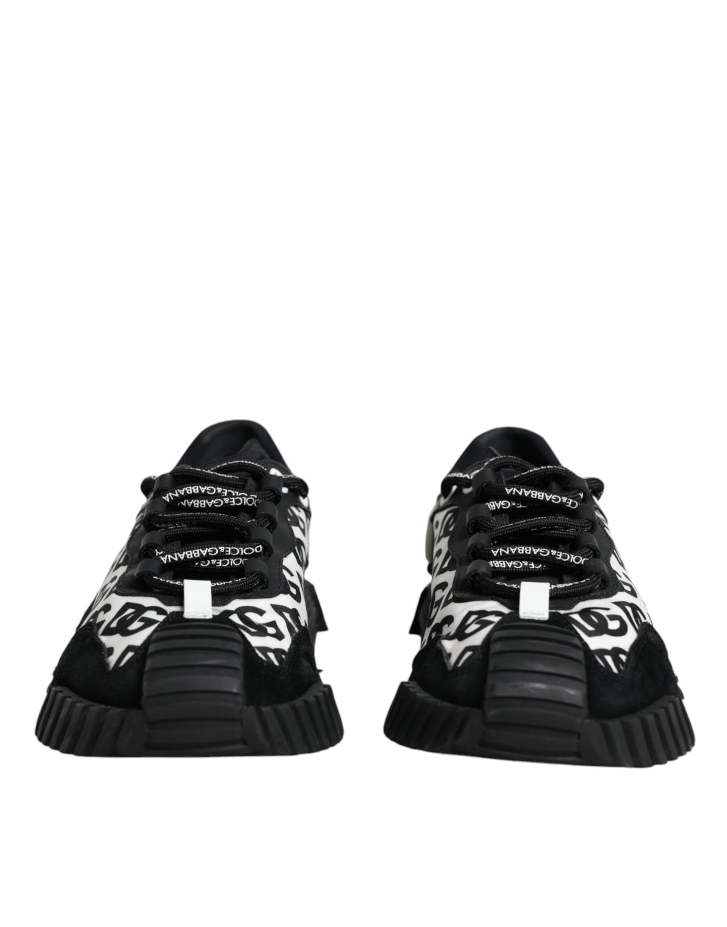 Dolce &amp; Gabbana Black Logo Lace Up Low Top NS1 Sneakers Shoes