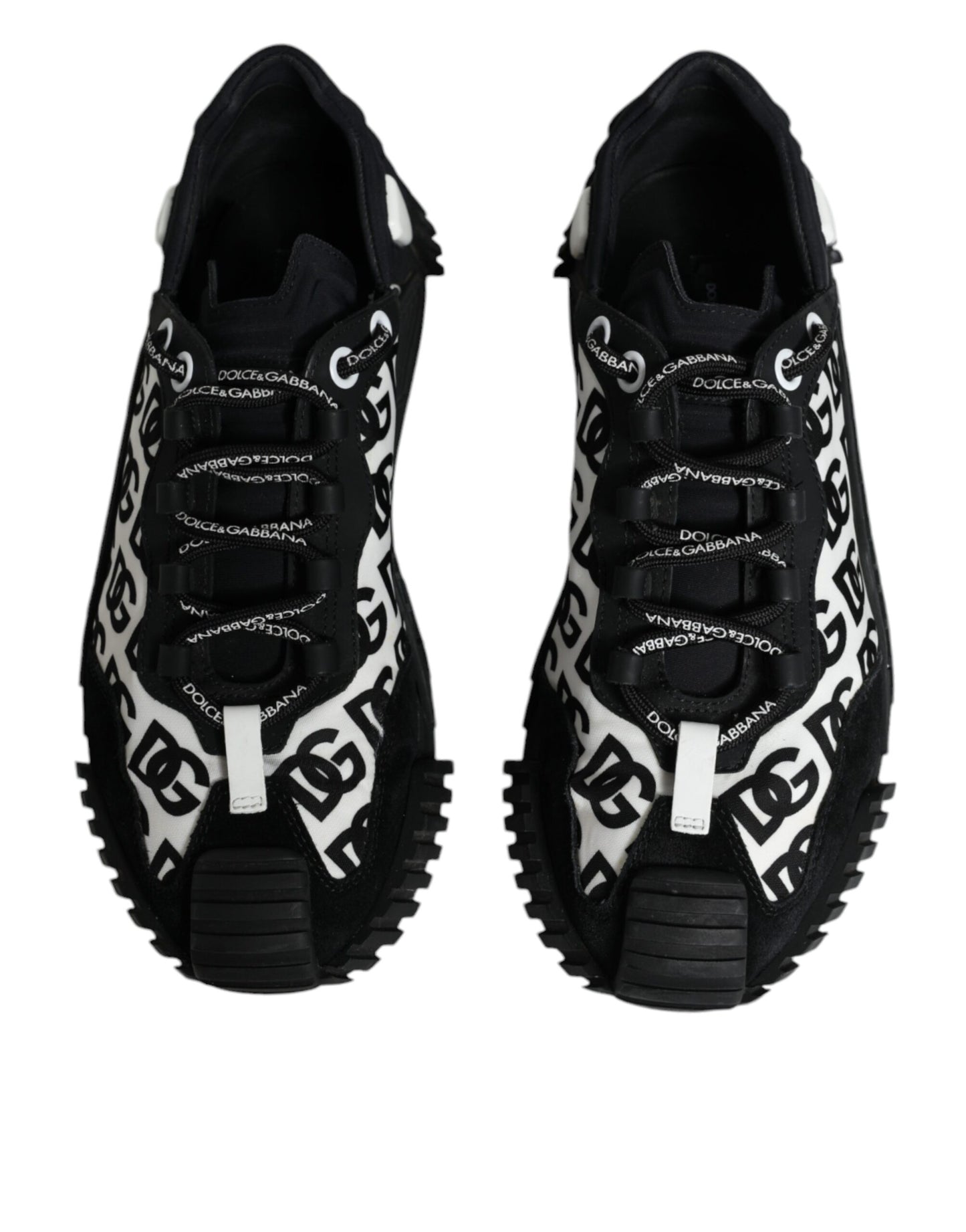 Dolce &amp; Gabbana Black Logo Lace Up Low Top NS1 Sneakers Shoes