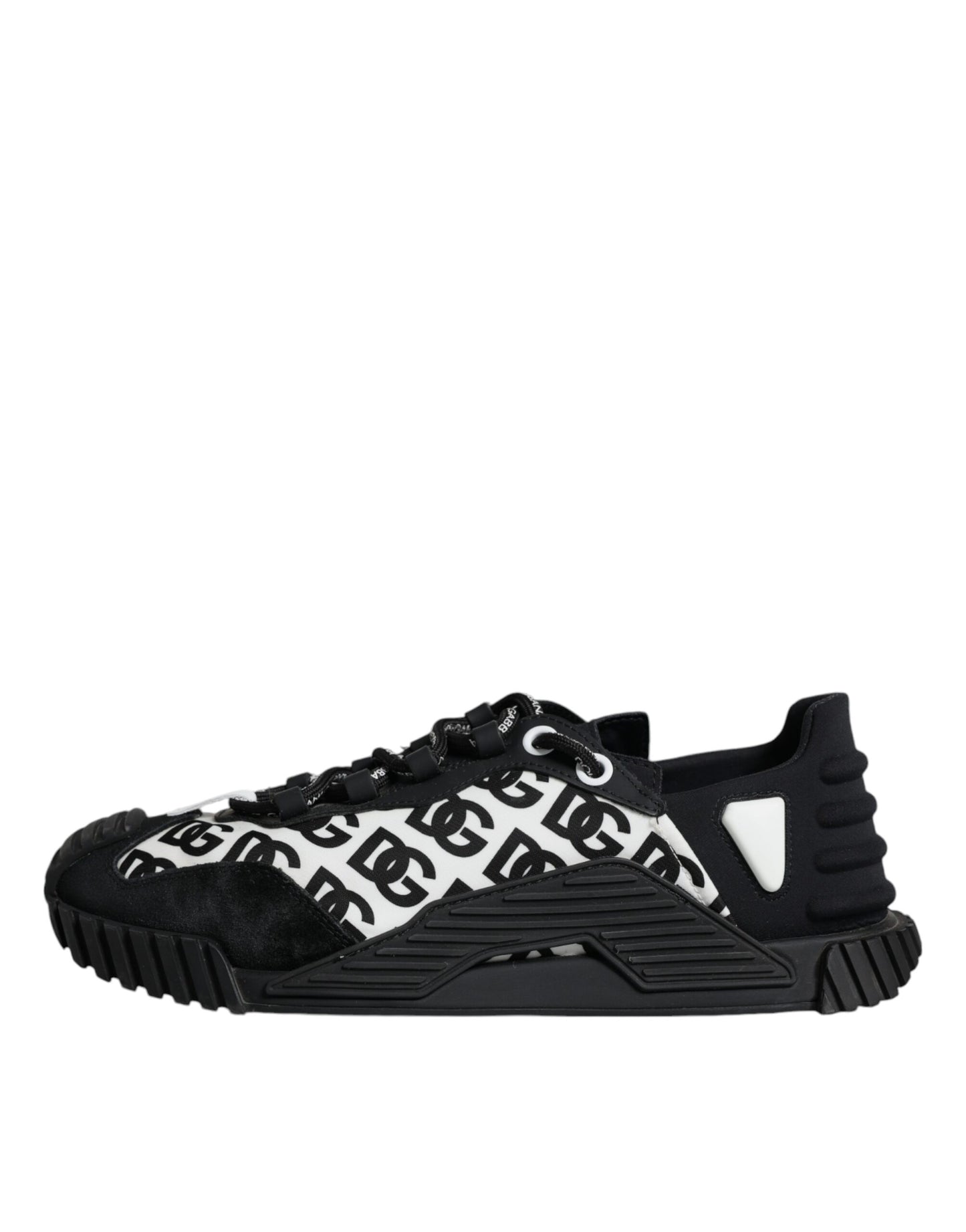 Dolce &amp; Gabbana Black Logo Lace Up Low Top NS1 Sneakers Shoes